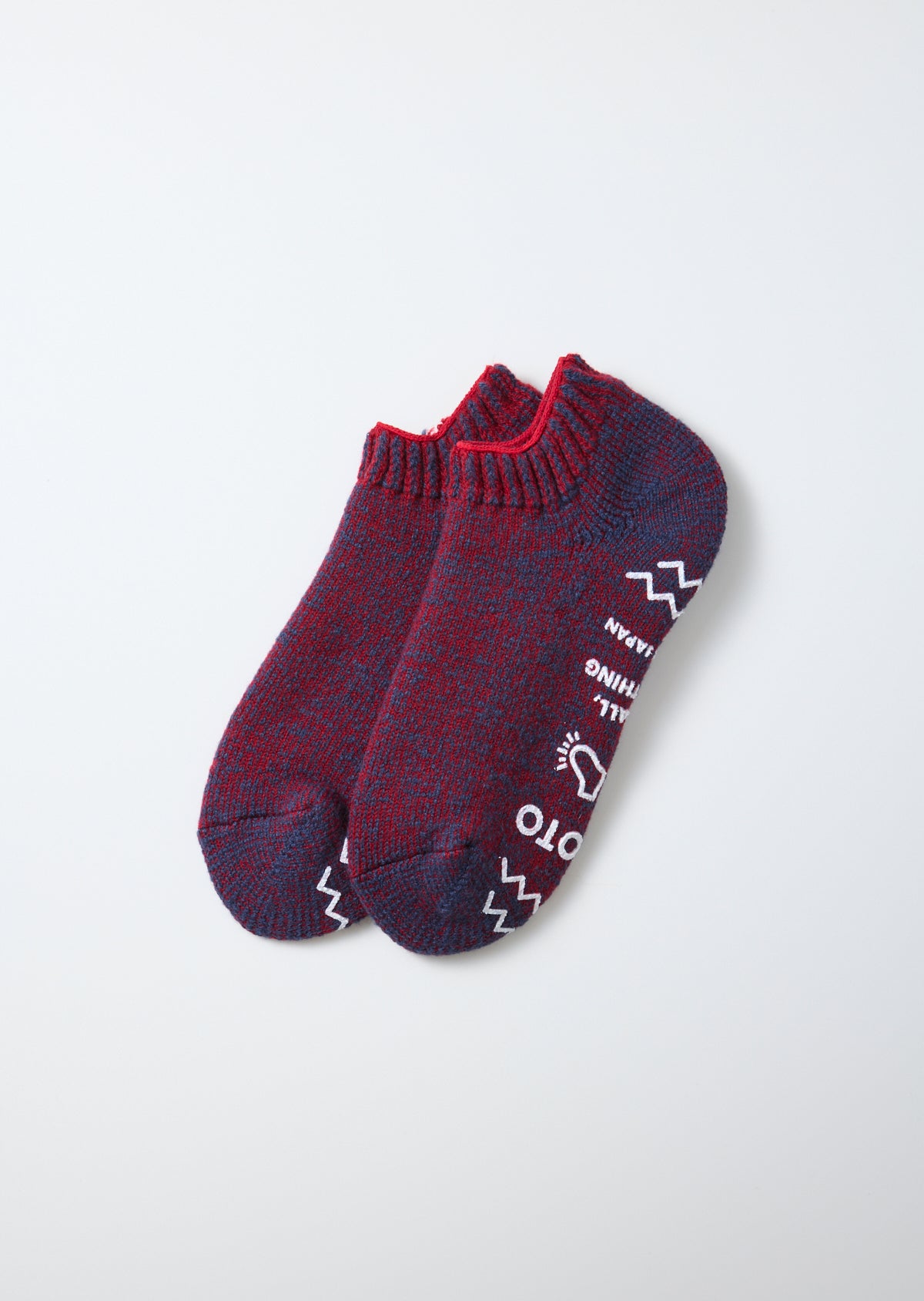 ROTOTO Pile Sock Slipper in Dark Blue/Dark Red