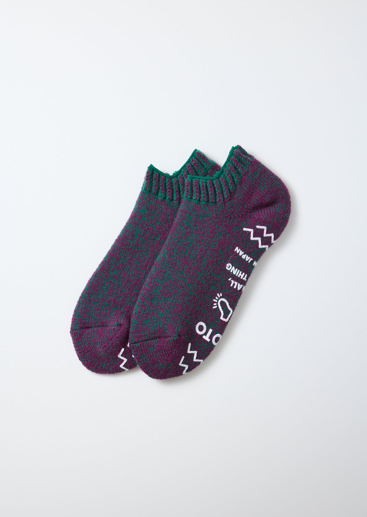 ROTOTO Pile Sock Slipper in Purple/Green