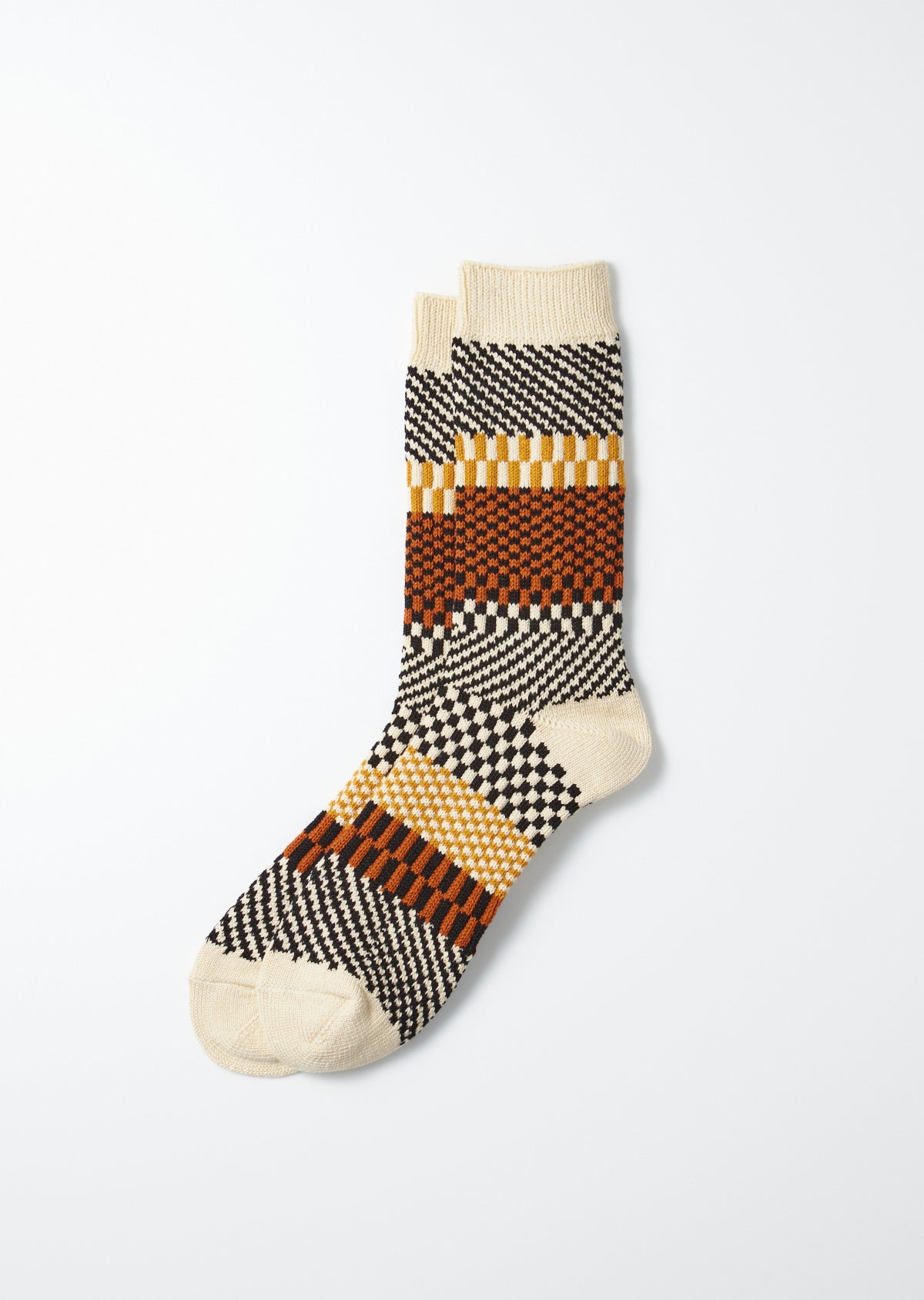 ROTOTO Check & Steps Socks-Black