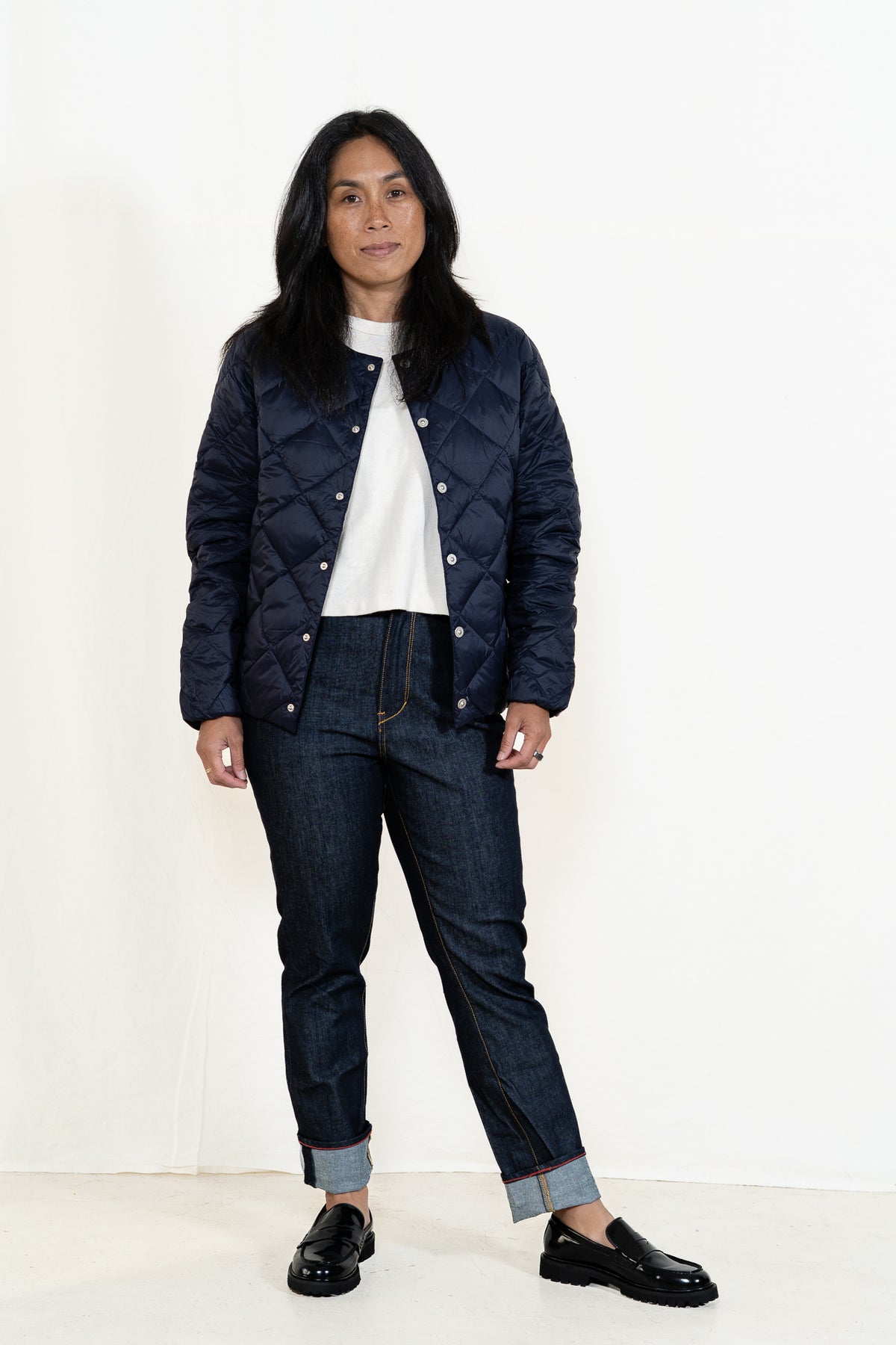 TAION City Crew Neck Jacket in Dark Navy