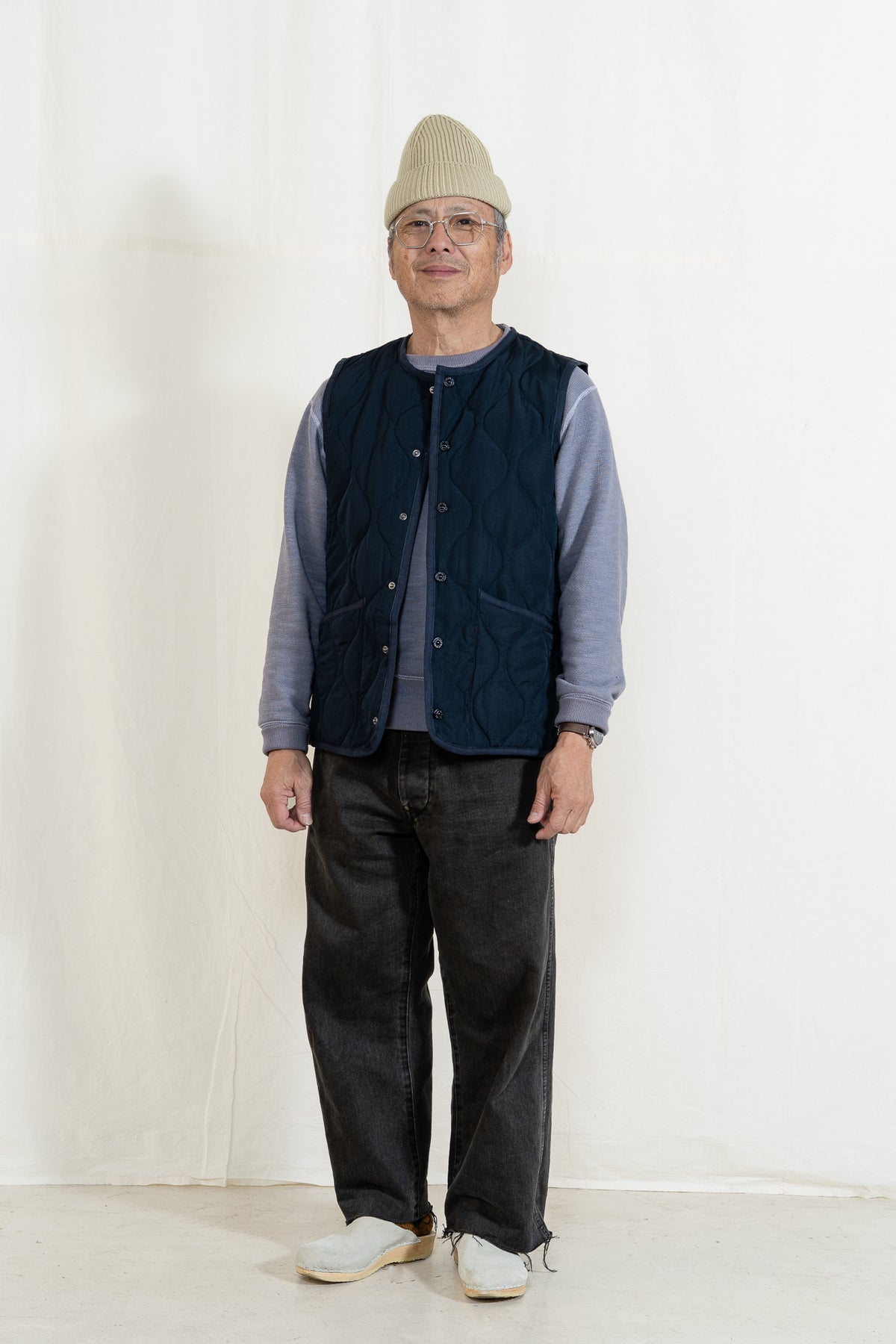 TAION Crew Neck Vest in Dark Navy