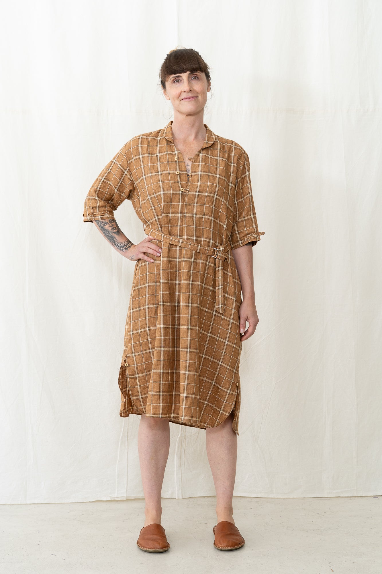HYE SUN MUN Irina Dress in Golden Plaid