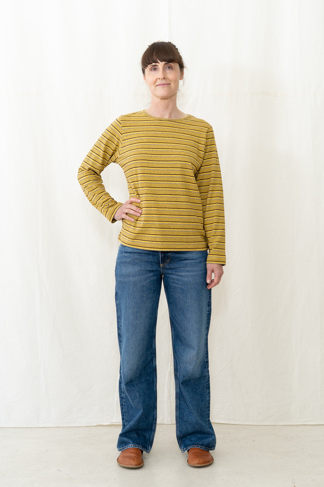 SARAHWEAR Stripe Jersey Shirt in Mustard