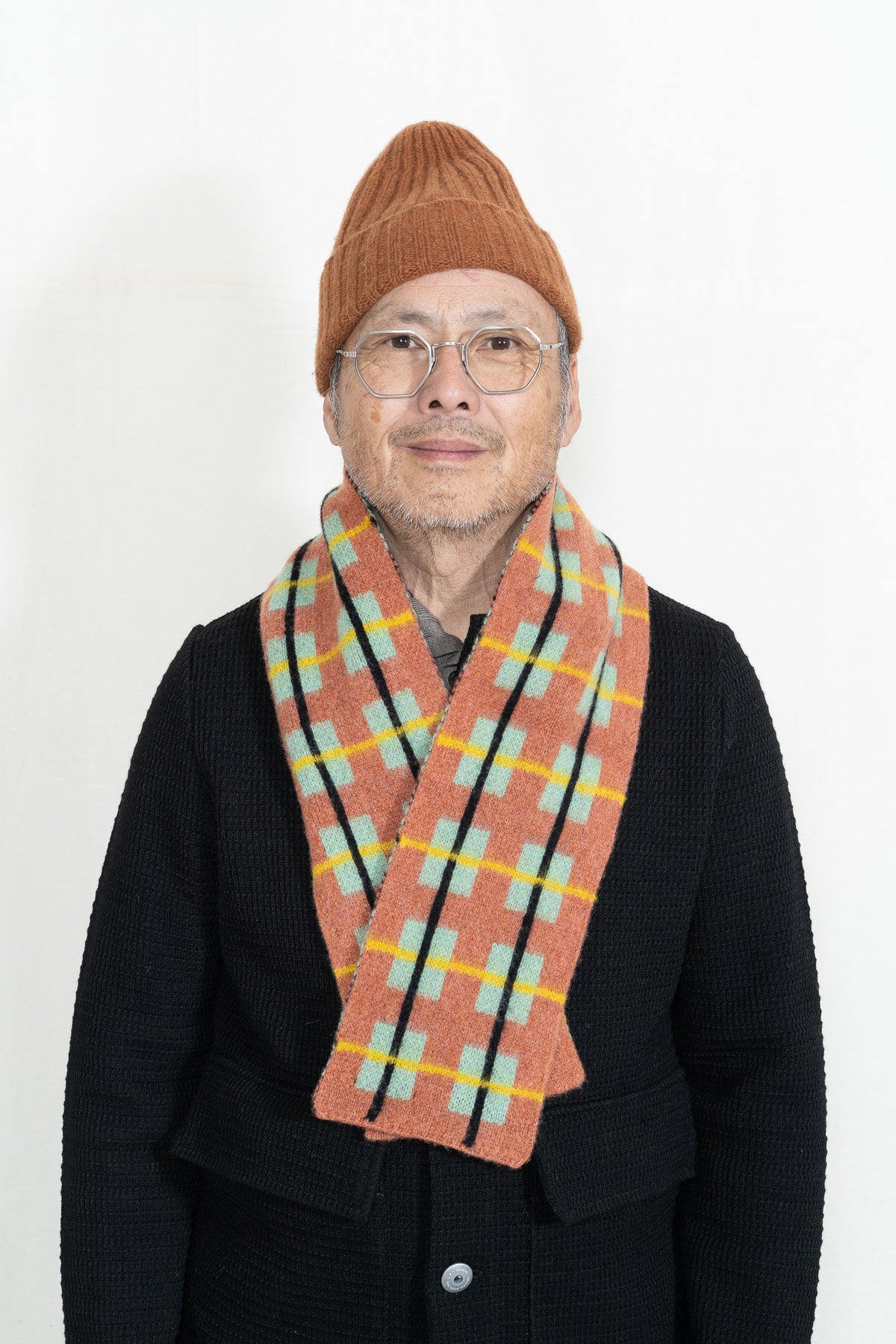 Jo Gordon Brushed Tartan Scarf in Iron Oxide