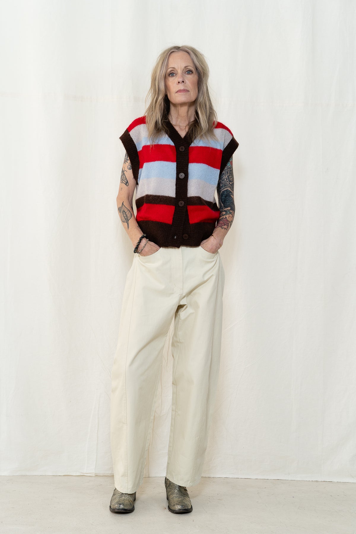 Thinking MU Fadwa Striped Knitted Vest