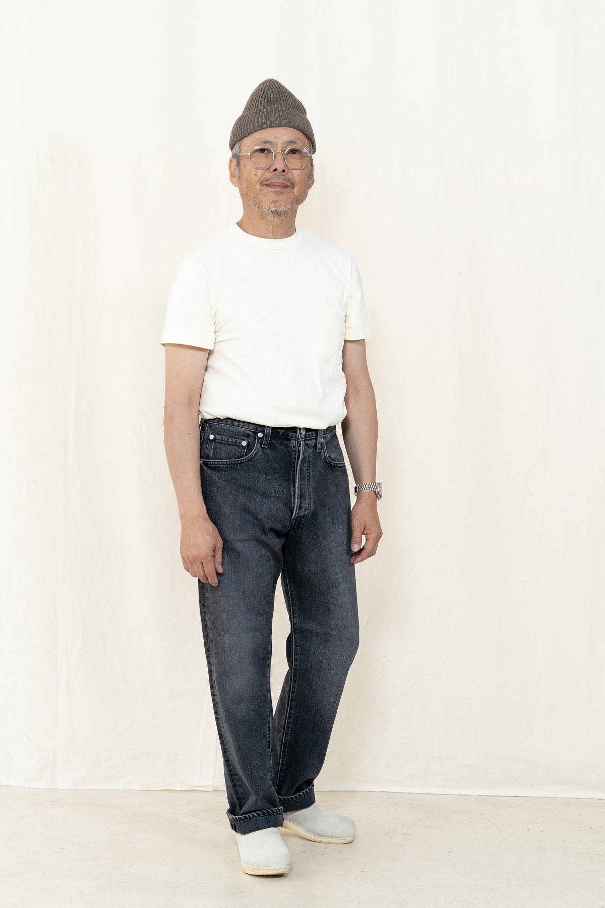orSlow 105 Standard Denim in Black Stone