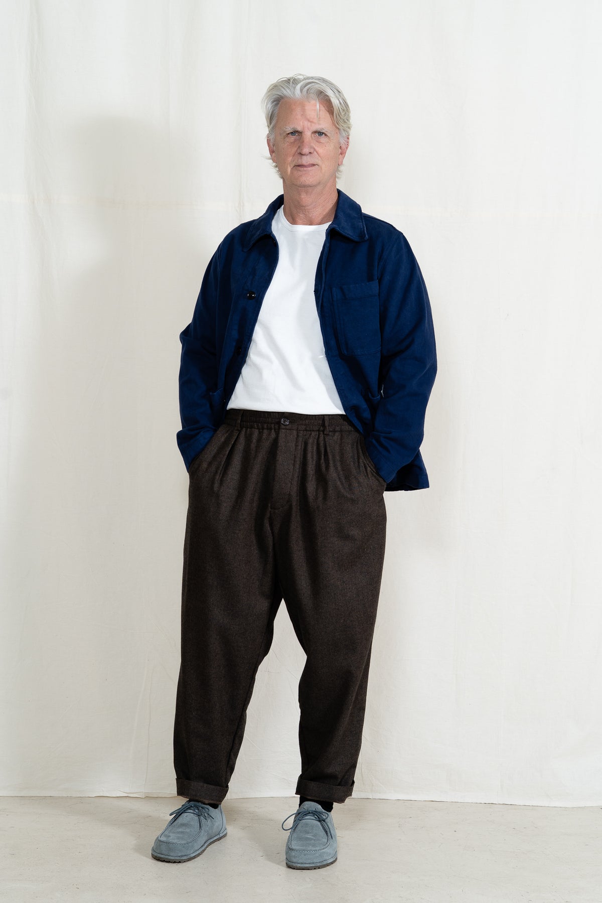 Merz b. Schwanen Worker Twill Jacket in Ink Blue