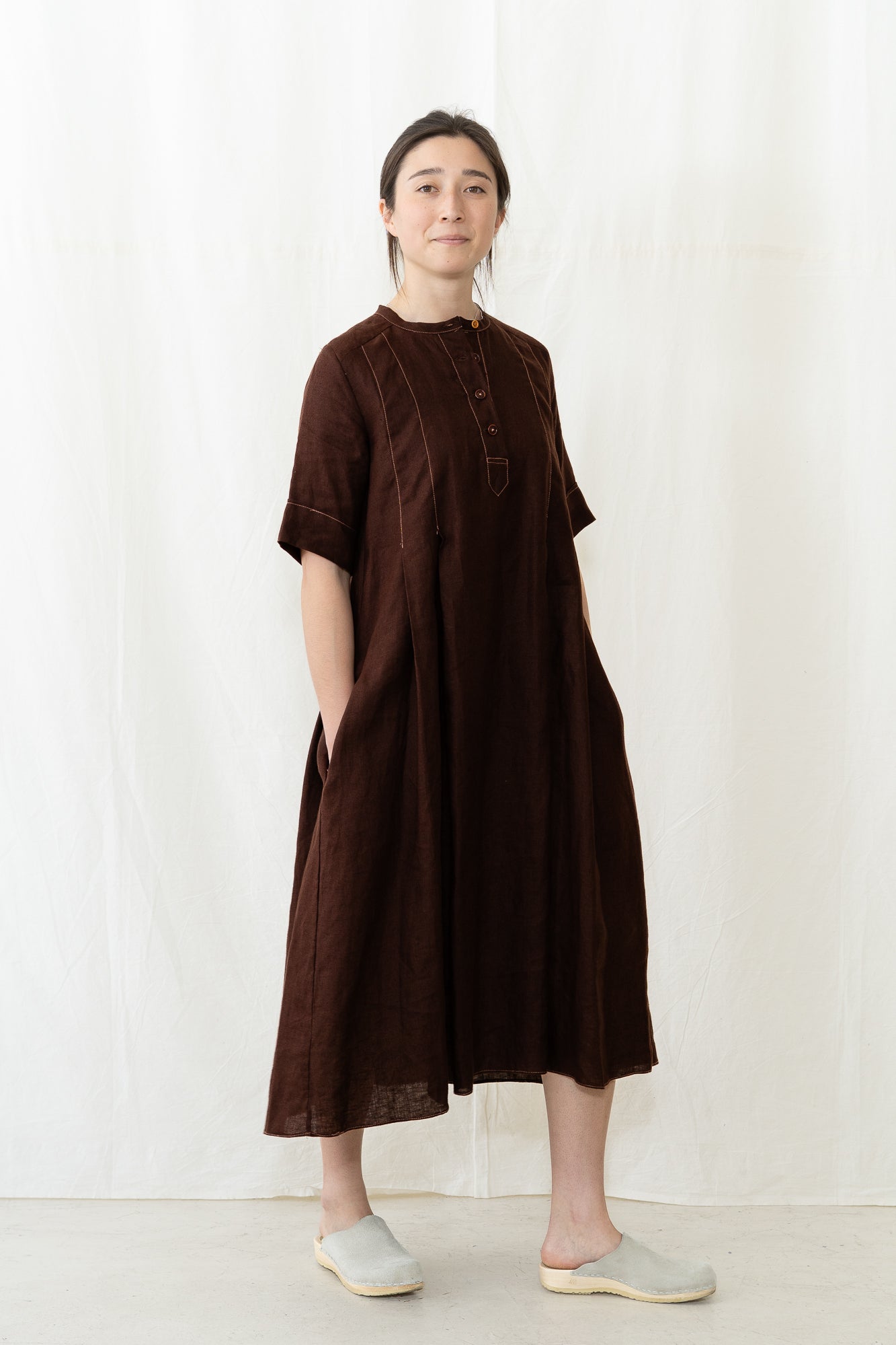HYE SUN MUN Tilda Dress in Deep Maroon