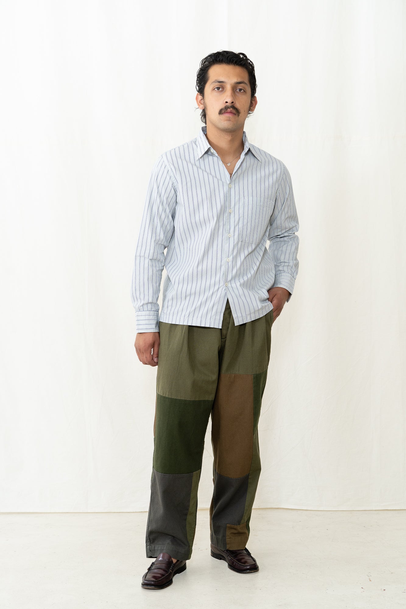 Universal Works Lucky Shirt in Grey Stripe