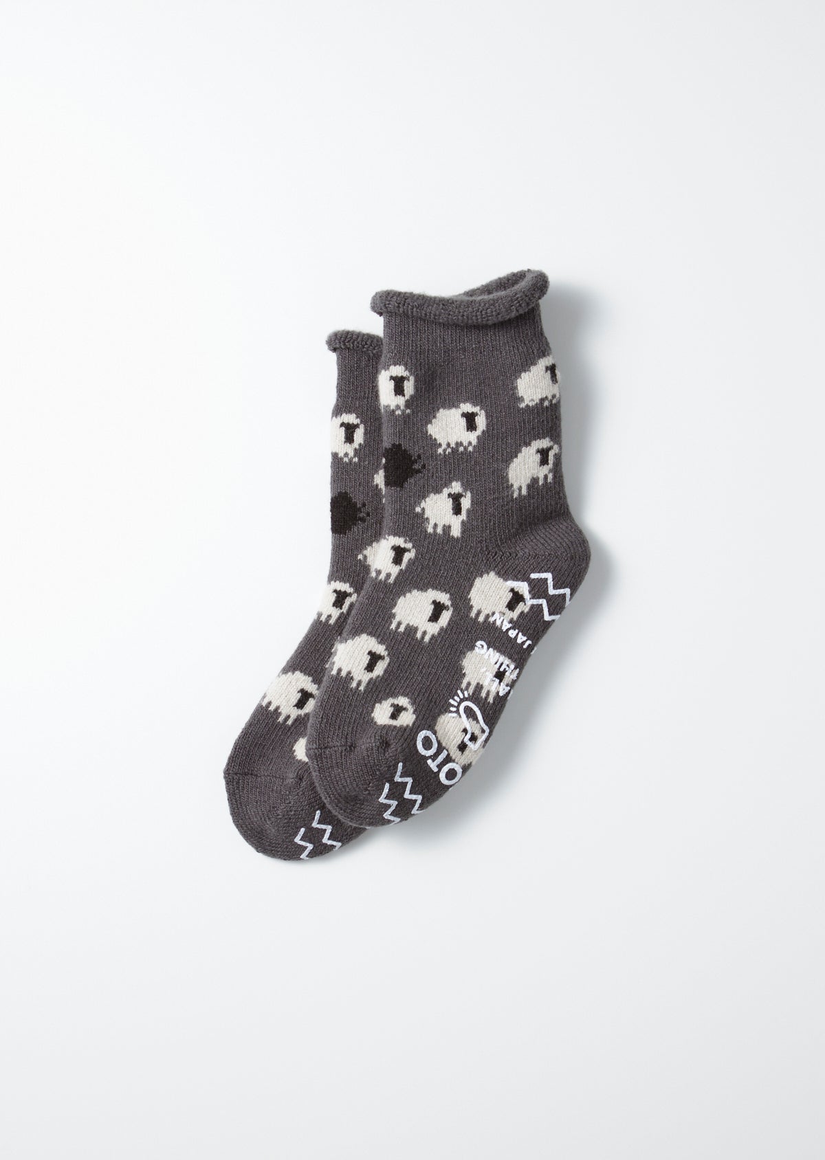 ROTOTO Sheep Pile Room Sock in Dark Gray