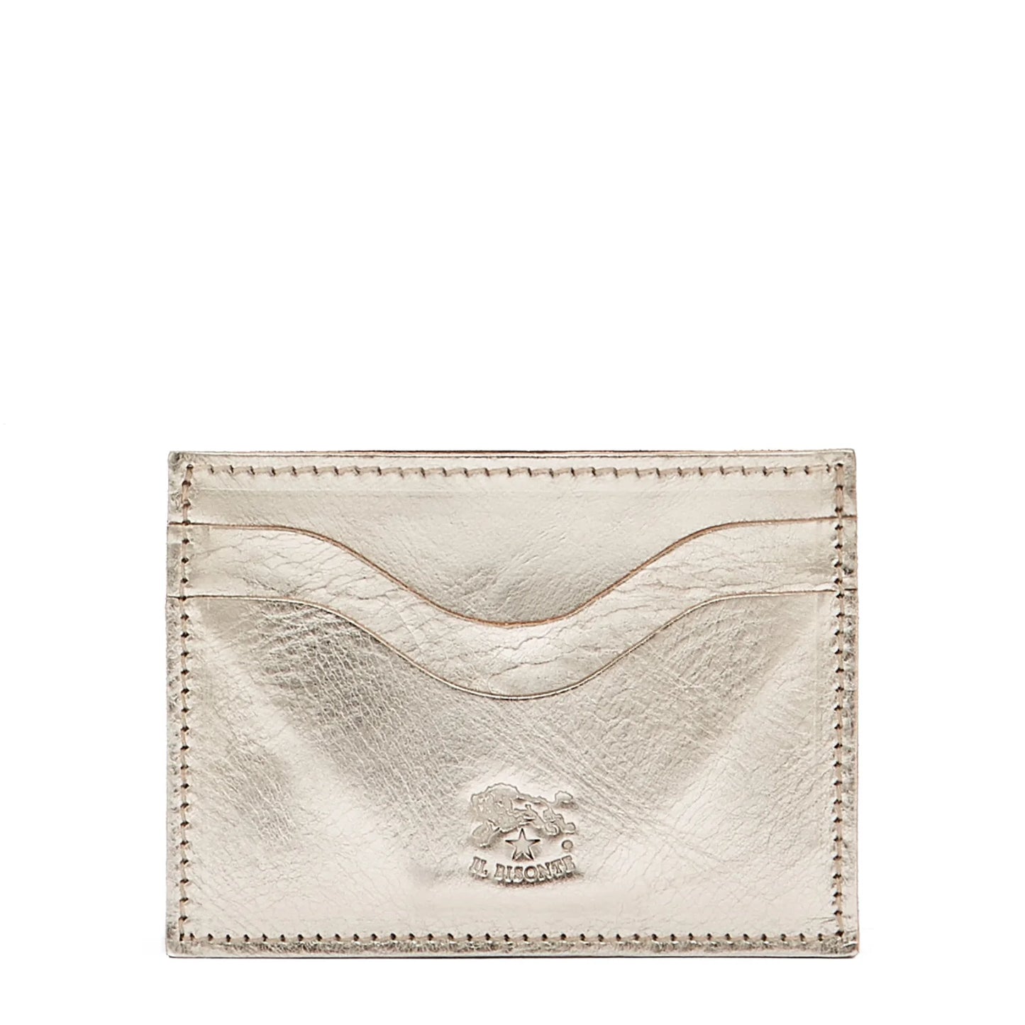 Il Bisonte Salina Card Case in Platinum