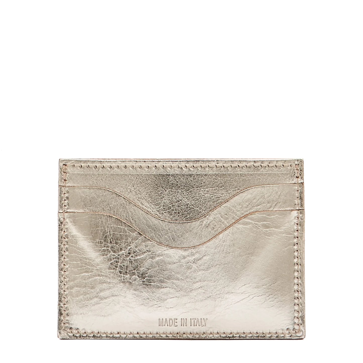 Il Bisonte Salina Card Case in Platinum