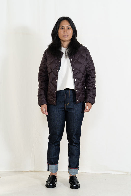 TAION City Crew Neck Down Jacket in Dark Chocolate