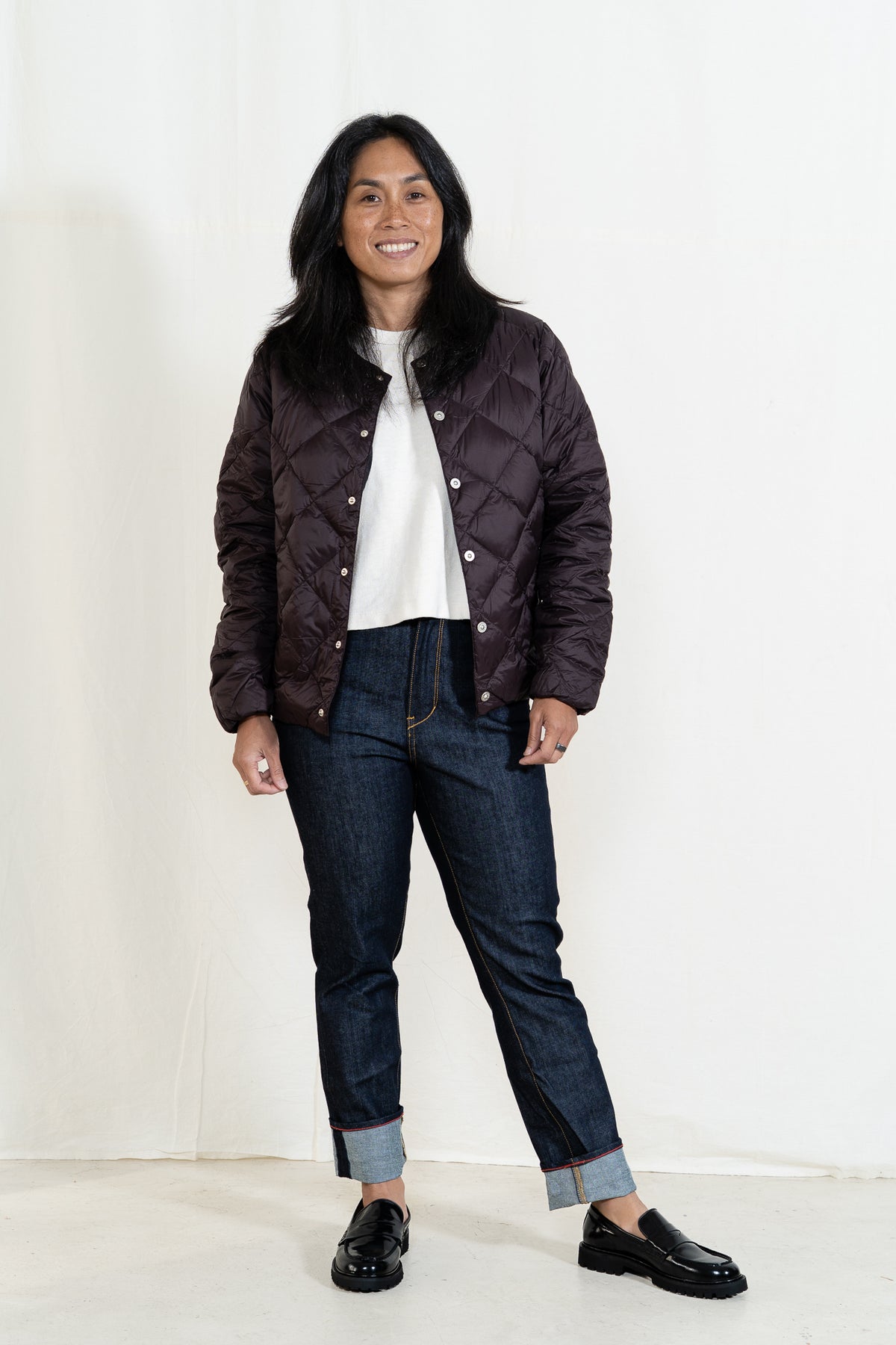 TAION City Crew Neck Down Jacket in Dark Chocolate
