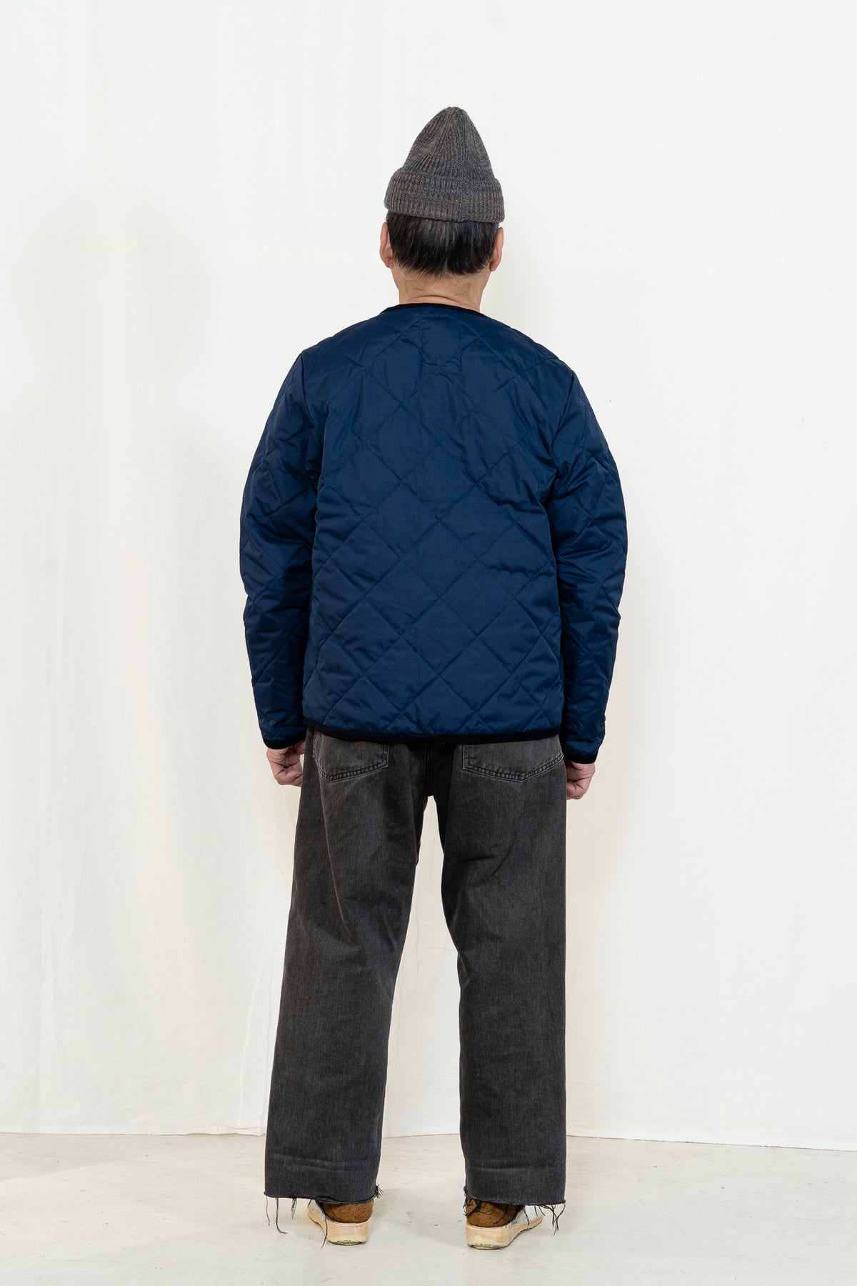 TAION Piping Crew Cardigan in Navy