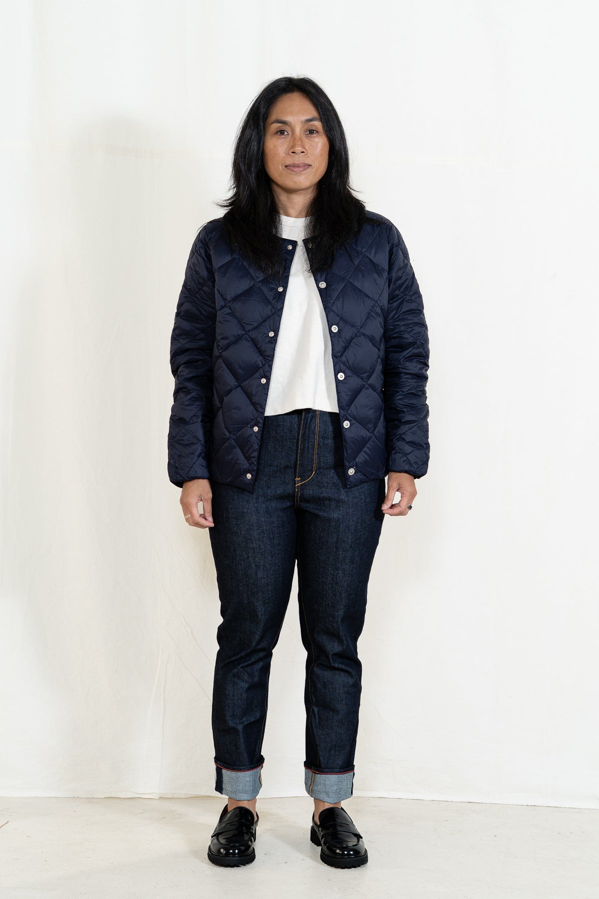 TAION City Crew Neck Jacket in Dark Navy