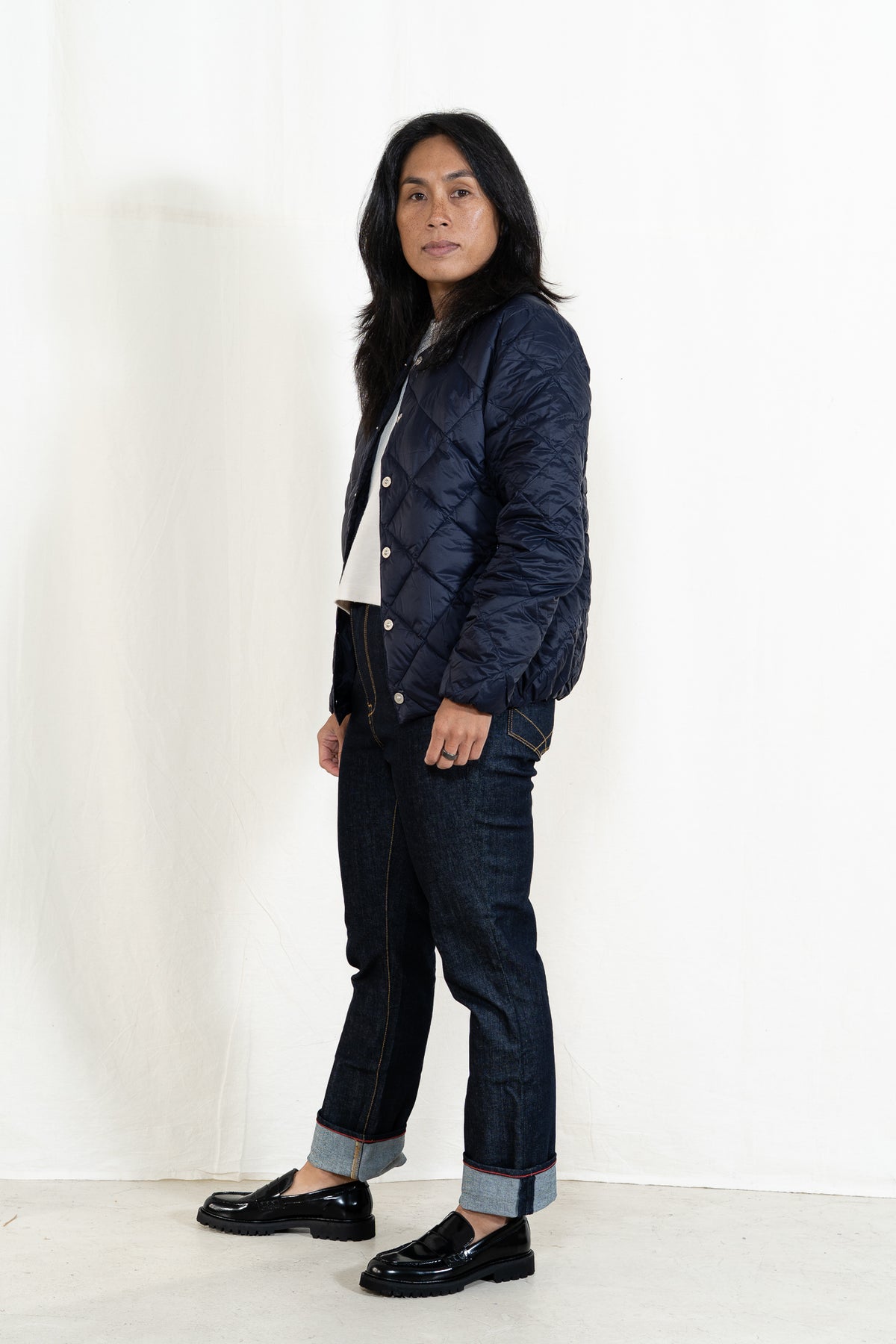 TAION City Crew Neck Jacket in Dark Navy