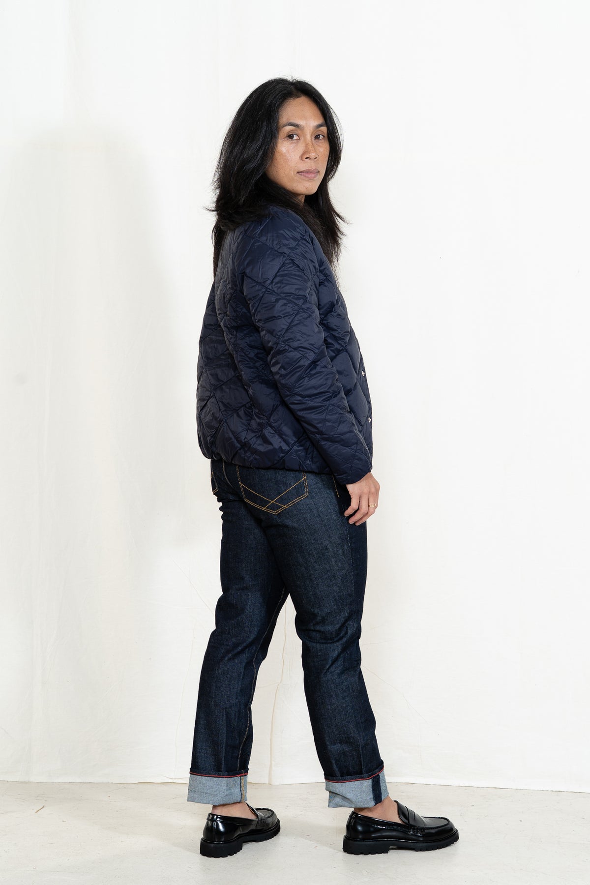TAION City Crew Neck Jacket in Dark Navy