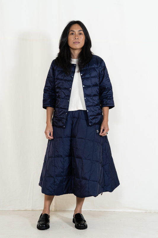 TAION Down Flare Skirt in Dark Navy
