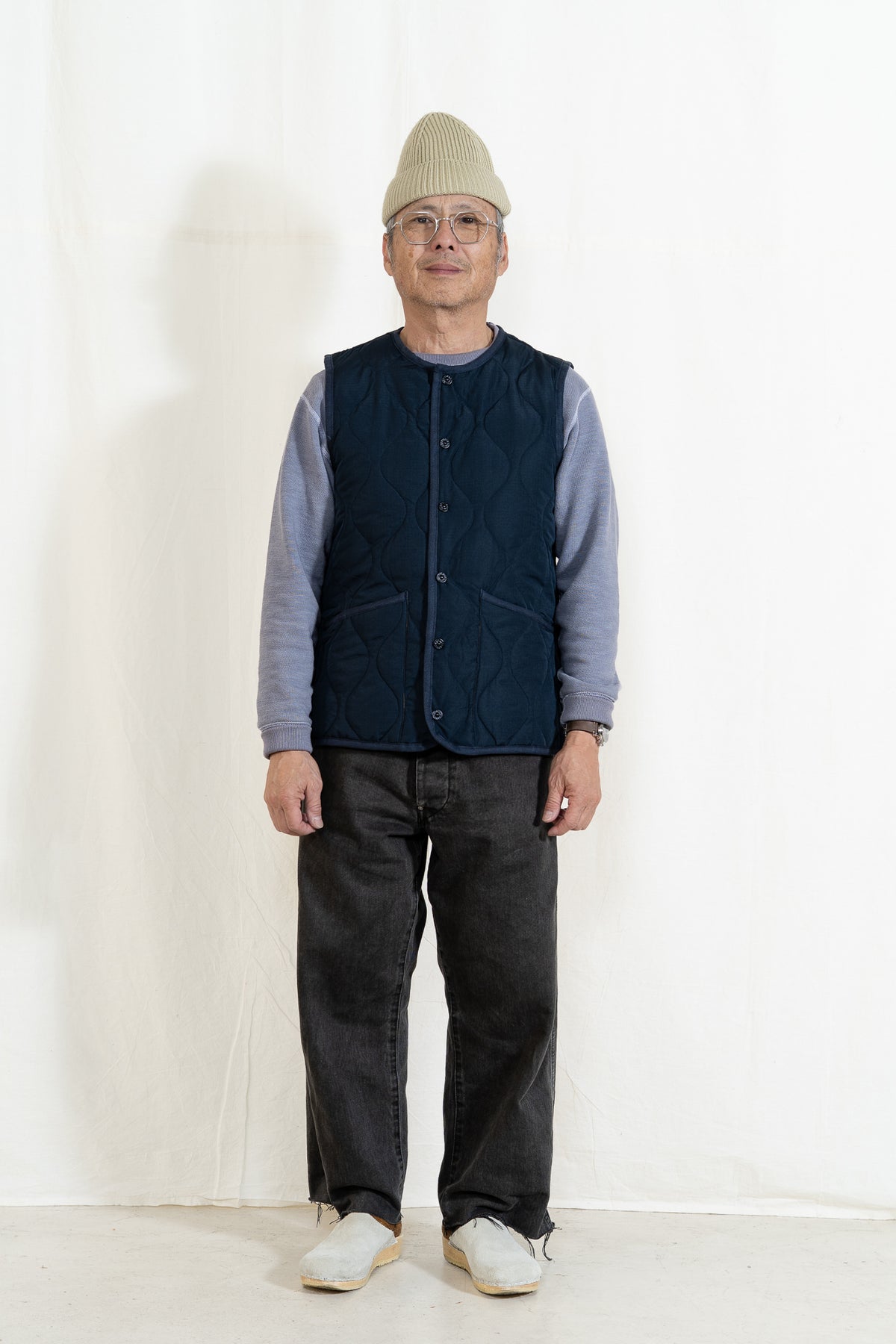 TAION Crew Neck Vest in Dark Navy