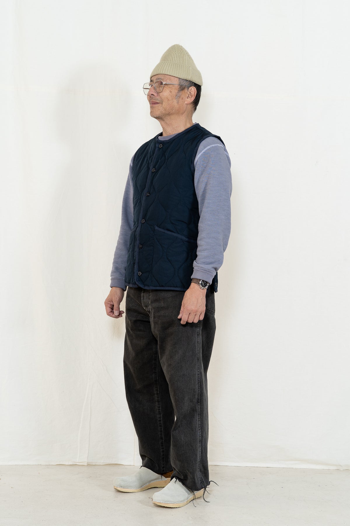 TAION Crew Neck Vest in Dark Navy