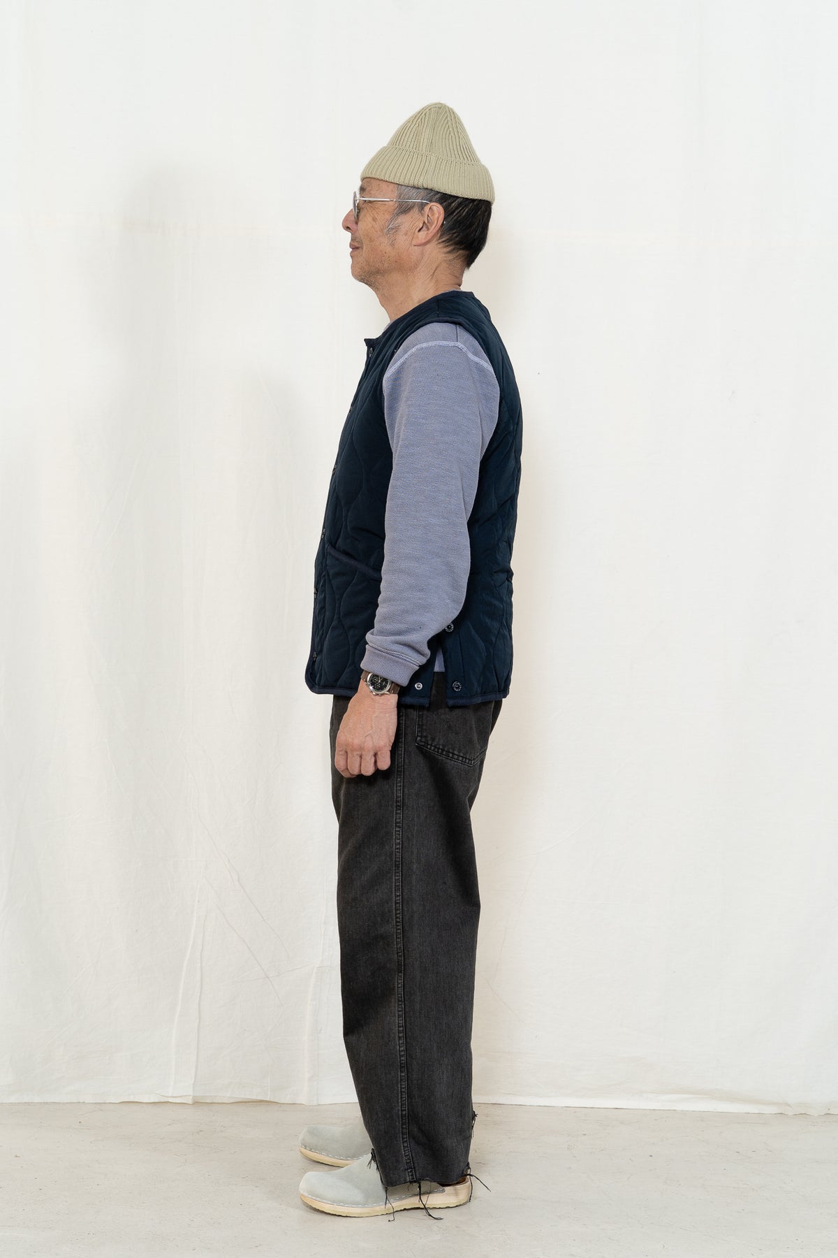 TAION Crew Neck Vest in Dark Navy