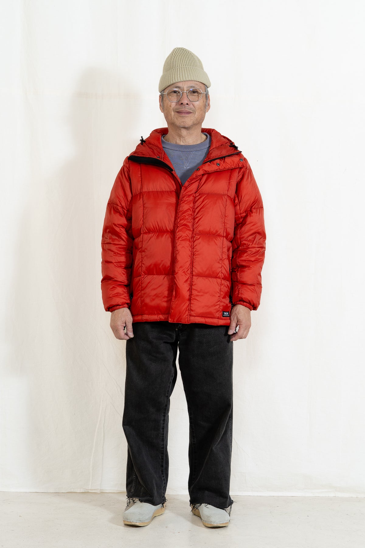 TAION Fly Front Down Jacket in Fiery Orange