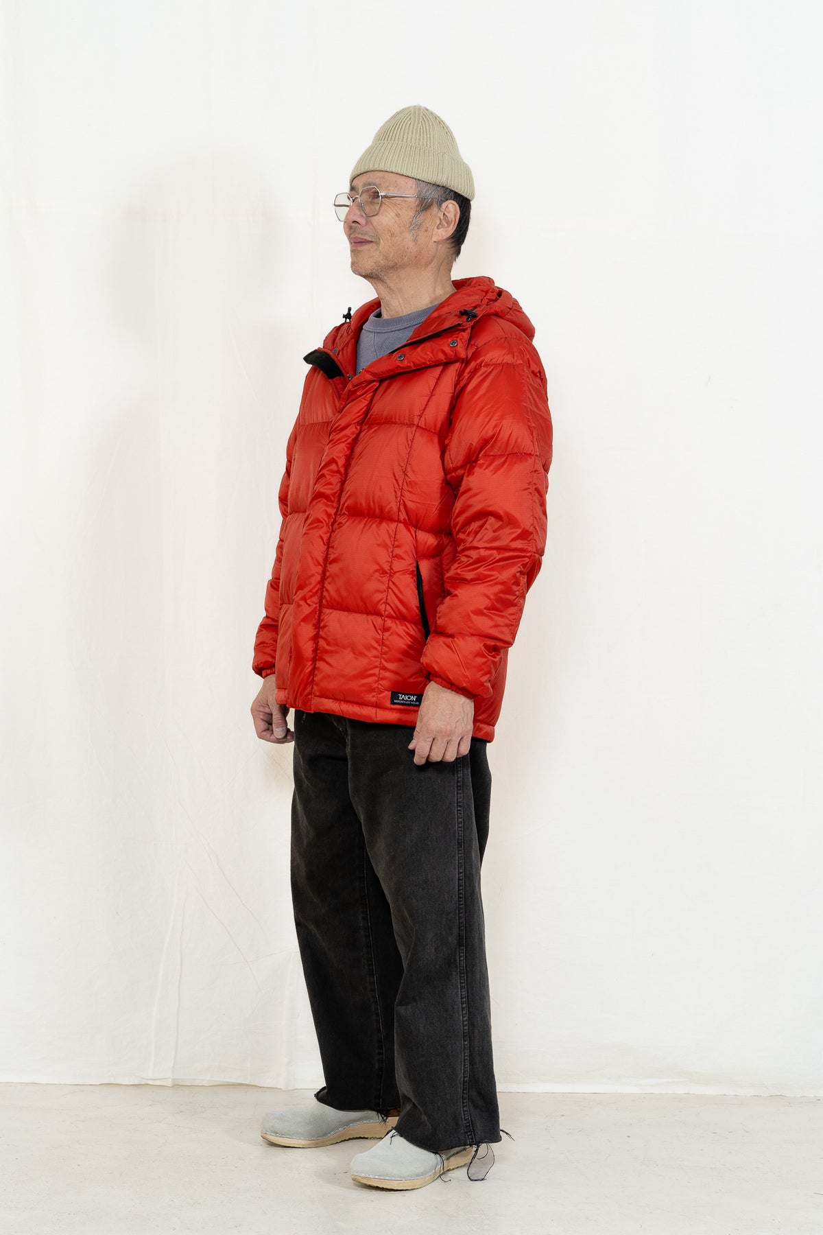 TAION Fly Front Down Jacket in Fiery Orange