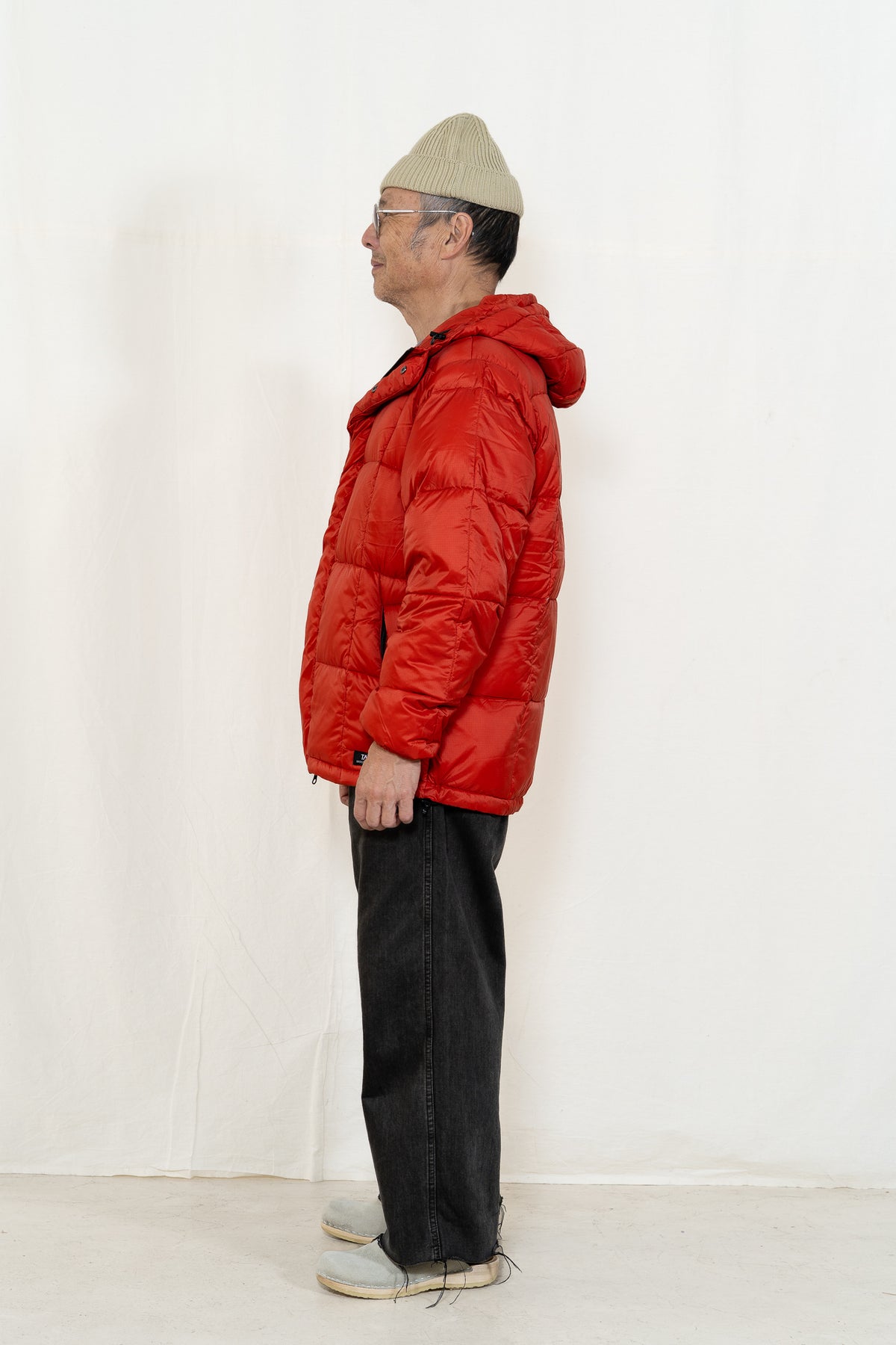 TAION Fly Front Down Jacket in Fiery Orange