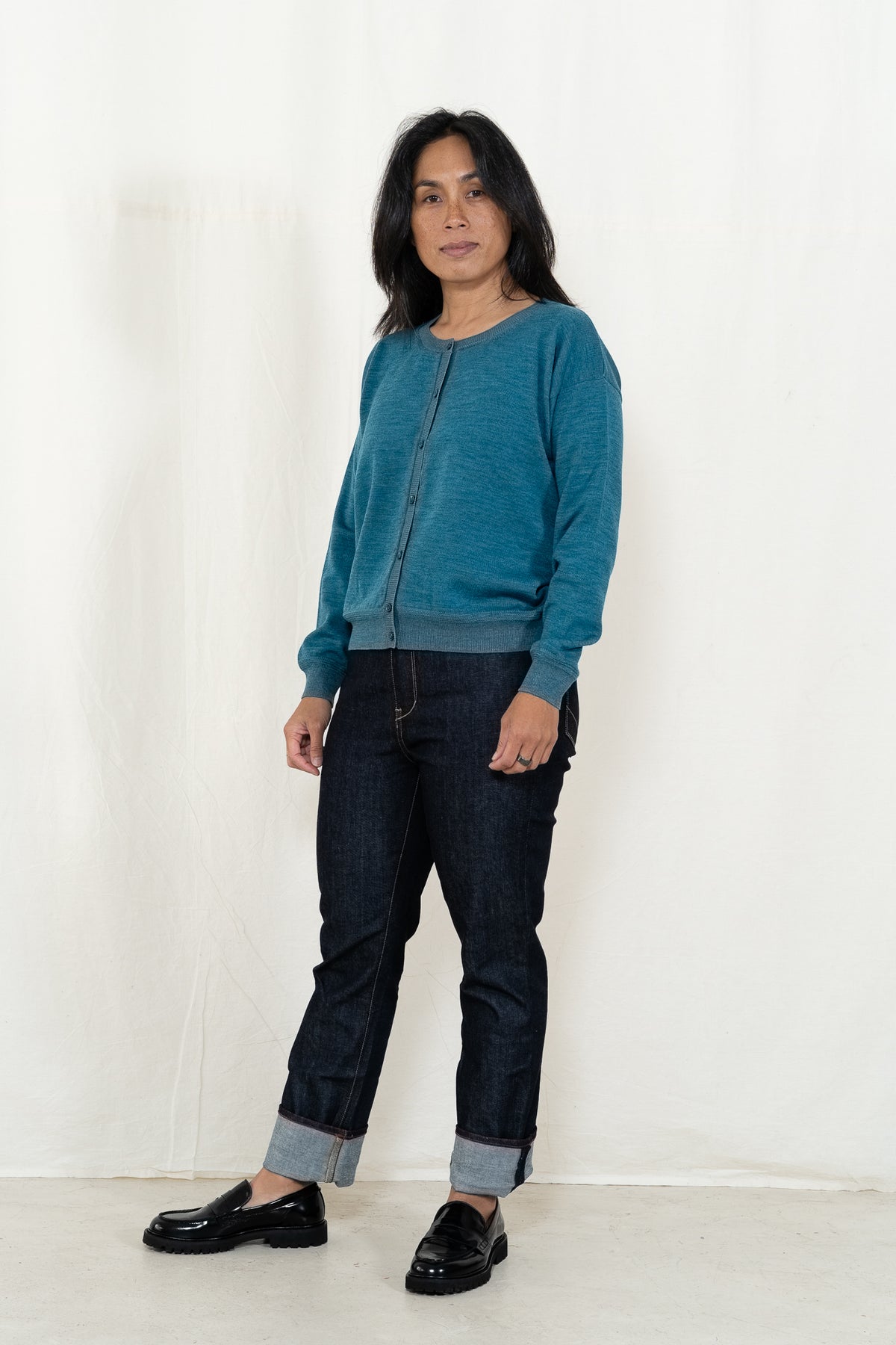 Casa Isaac Woman Cardigan in Turquoise-Taupe