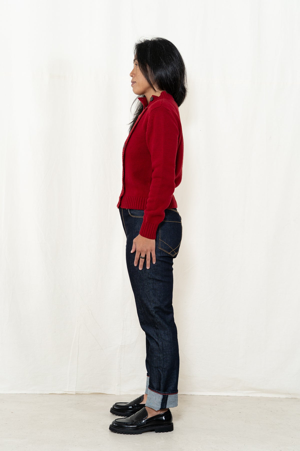 Casa Isaac Woman Side Button Jacket in Red