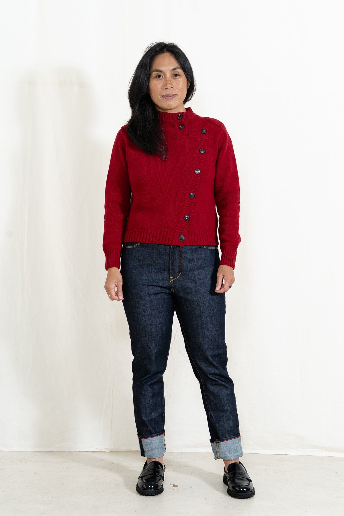 Casa Isaac Woman Side Button Jacket in Red