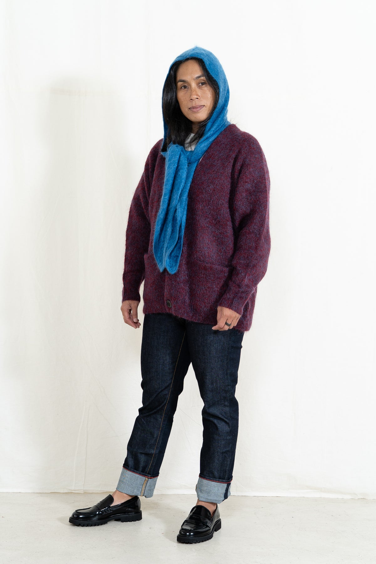 Sayaka Davis Hooded Cashmere Scarf in Cobalt