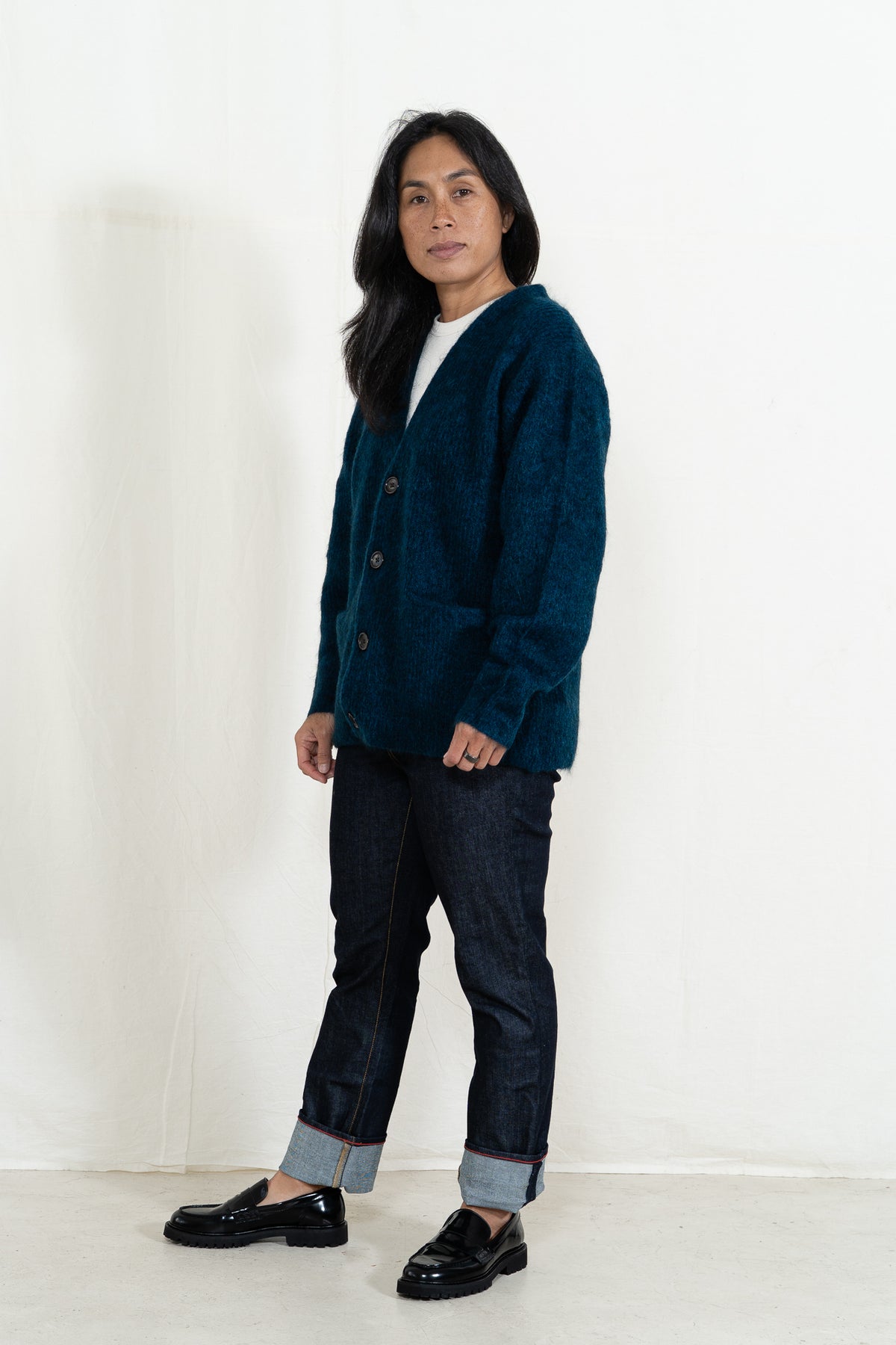 Sayaka Davis Mohair Cardigan in Midnight Blue