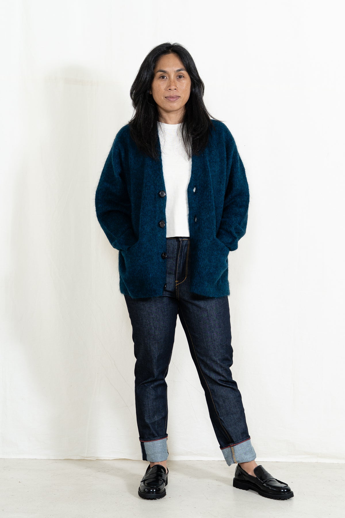 Sayaka Davis Mohair Cardigan in Midnight Blue