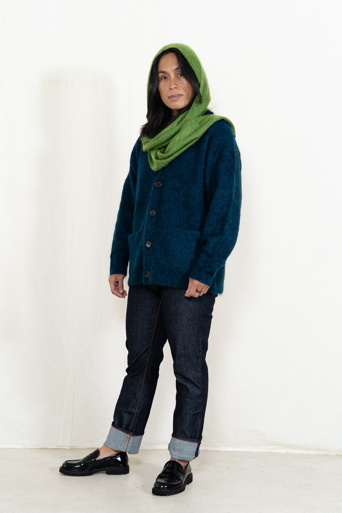 Sayaka Davis Hooded Cashmere Scarf in Cactus