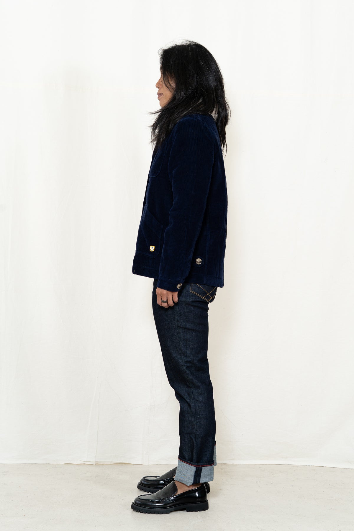 Armor-Lux Cord Shearling Collar Jacket in Seal