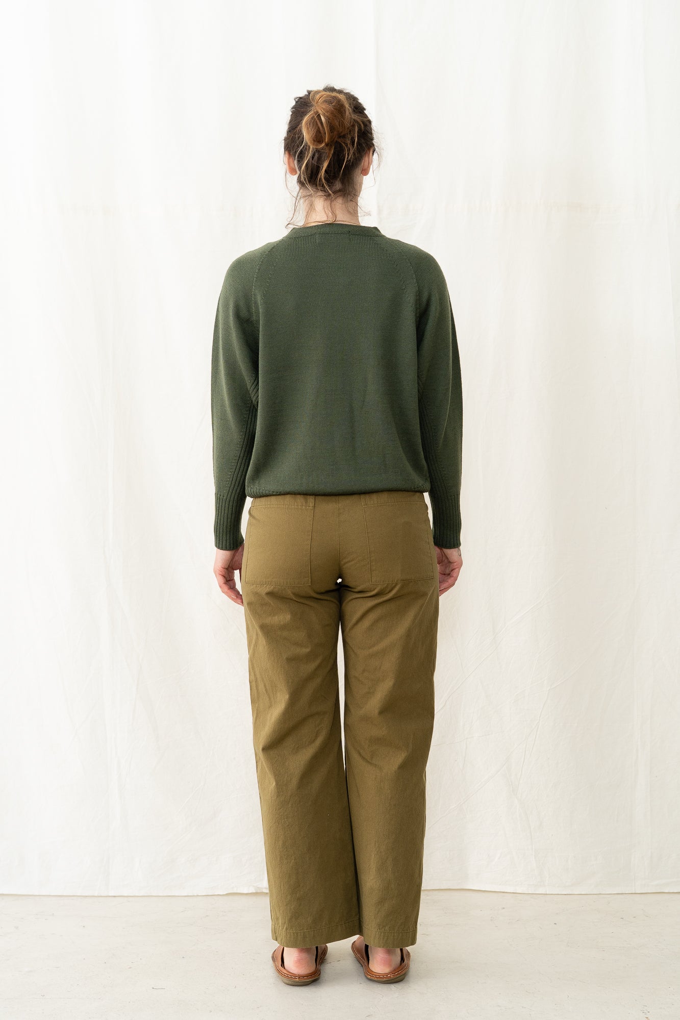 SARAHWEAR Merino Crewneck Sweater in Khaki