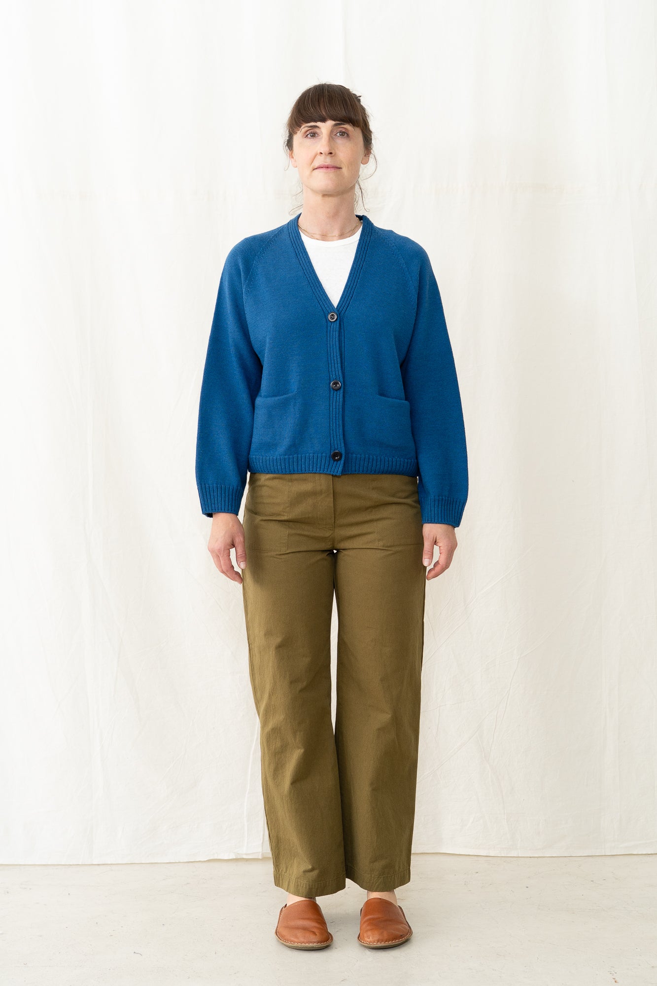 SARAHWEAR Merino Cardigan Sweater in Blue