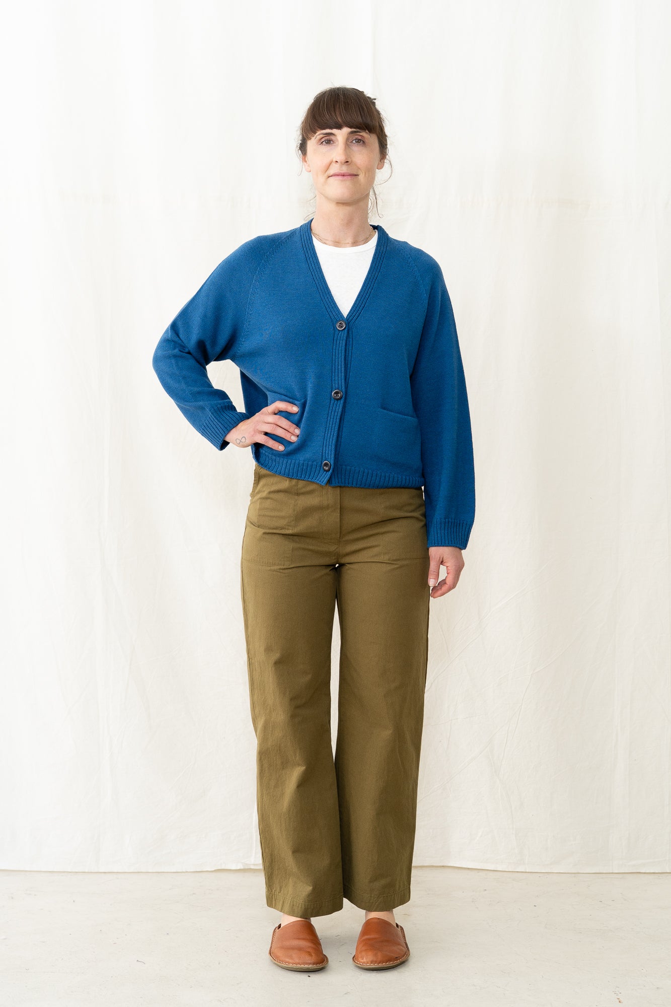 SARAHWEAR Merino Cardigan Sweater in Blue