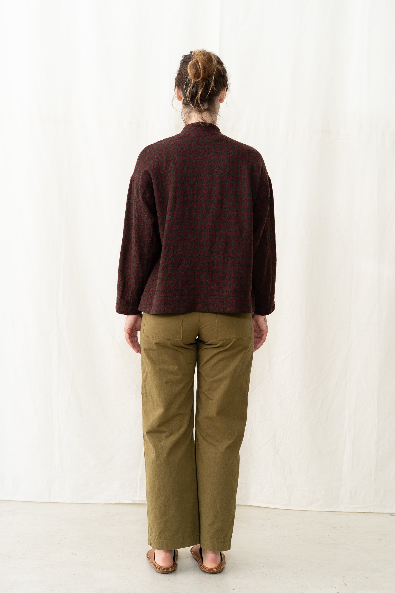 SARAHWEAR Gingham Shirt Jacket in Bordeaux