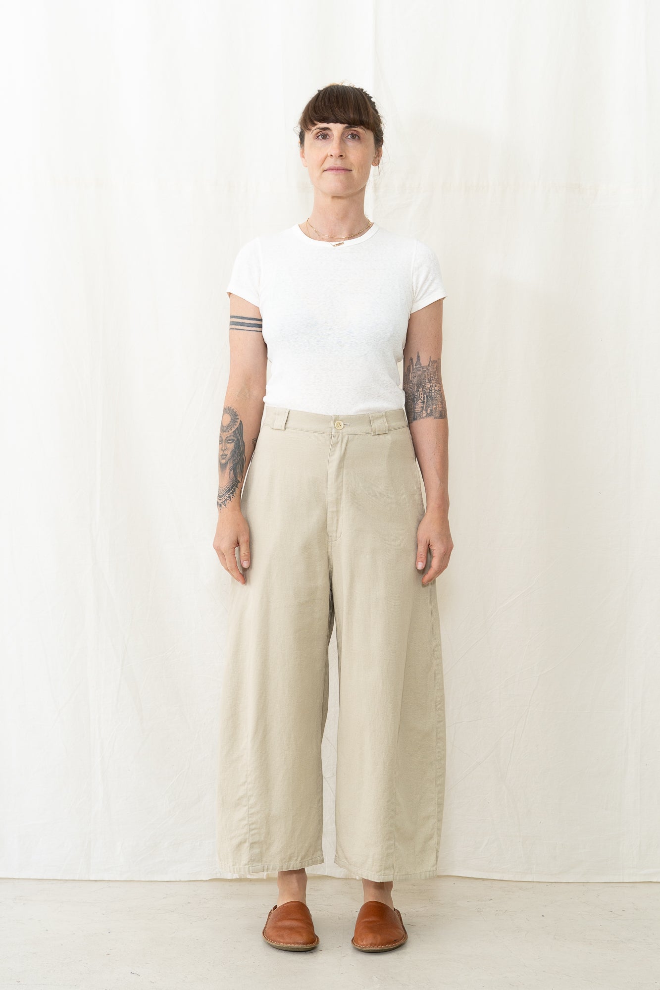 SARAHWEAR Cotton Linen Twill Tulip Pant in Sand
