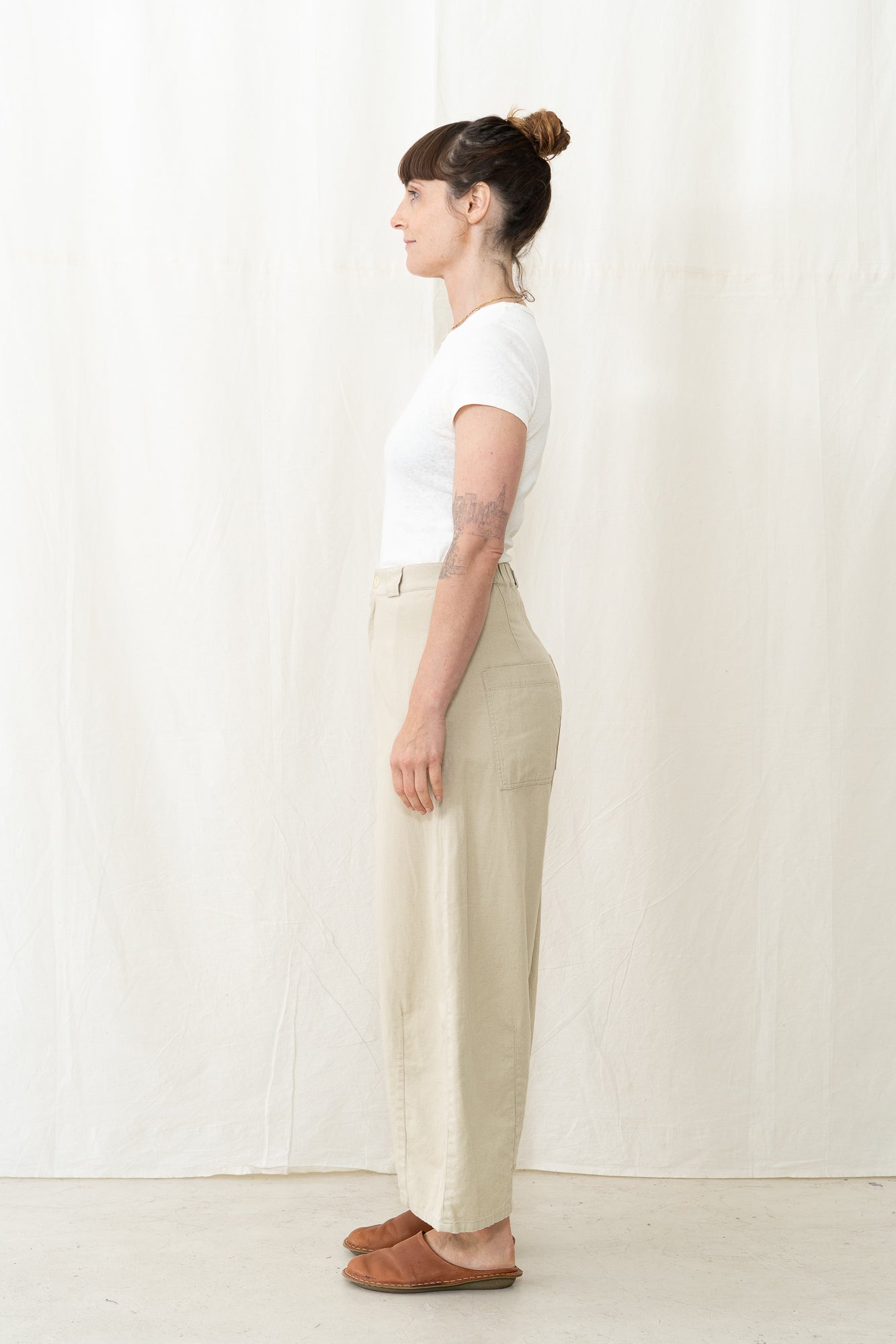 SARAHWEAR Cotton Linen Twill Tulip Pant in Sand