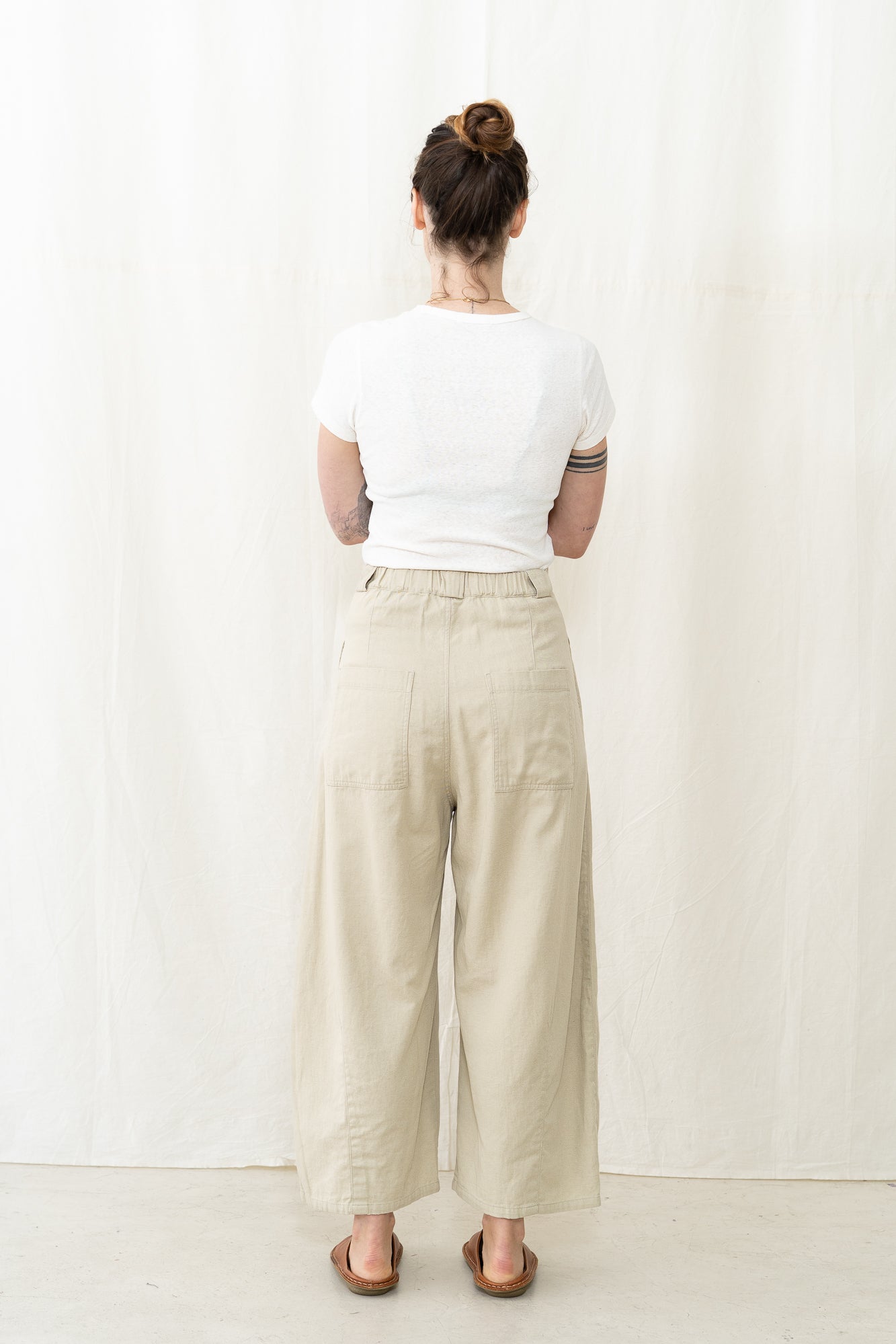 SARAHWEAR Cotton Linen Twill Tulip Pant in Sand