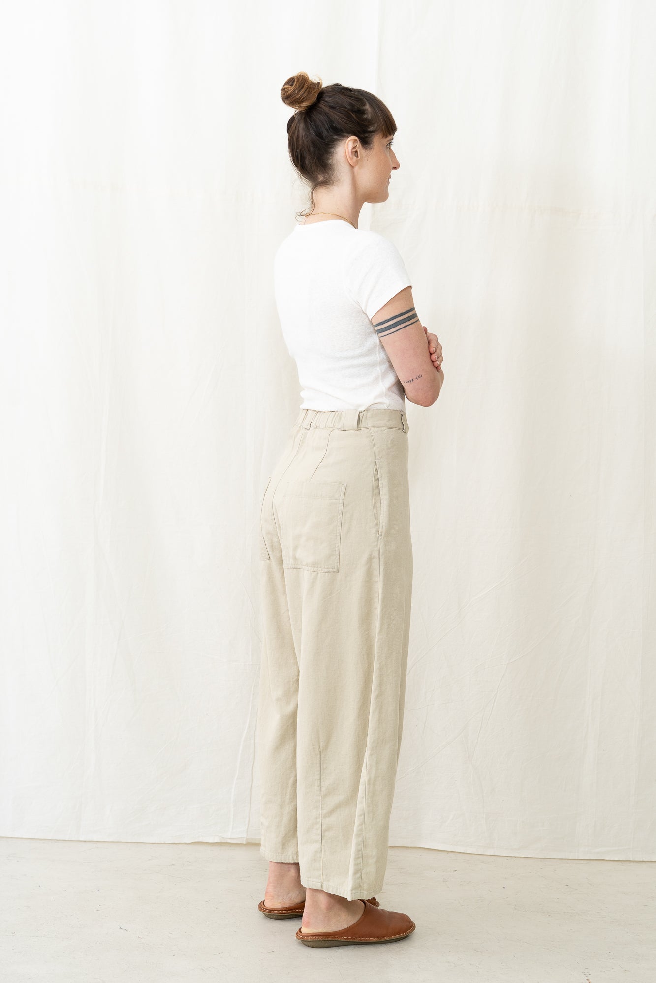 SARAHWEAR Cotton Linen Twill Tulip Pant in Sand