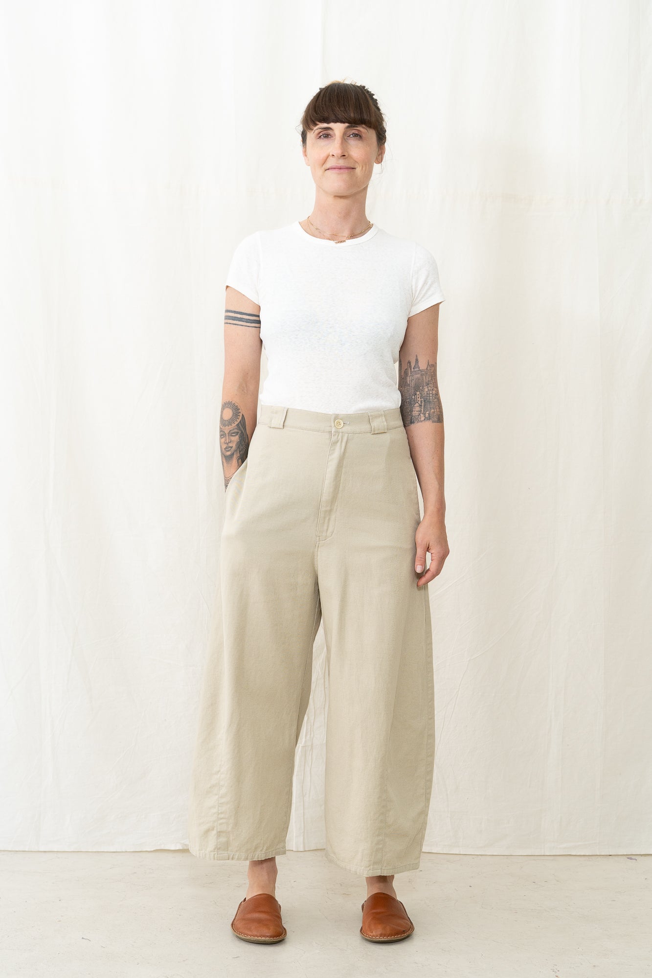 SARAHWEAR Cotton Linen Twill Tulip Pant in Sand