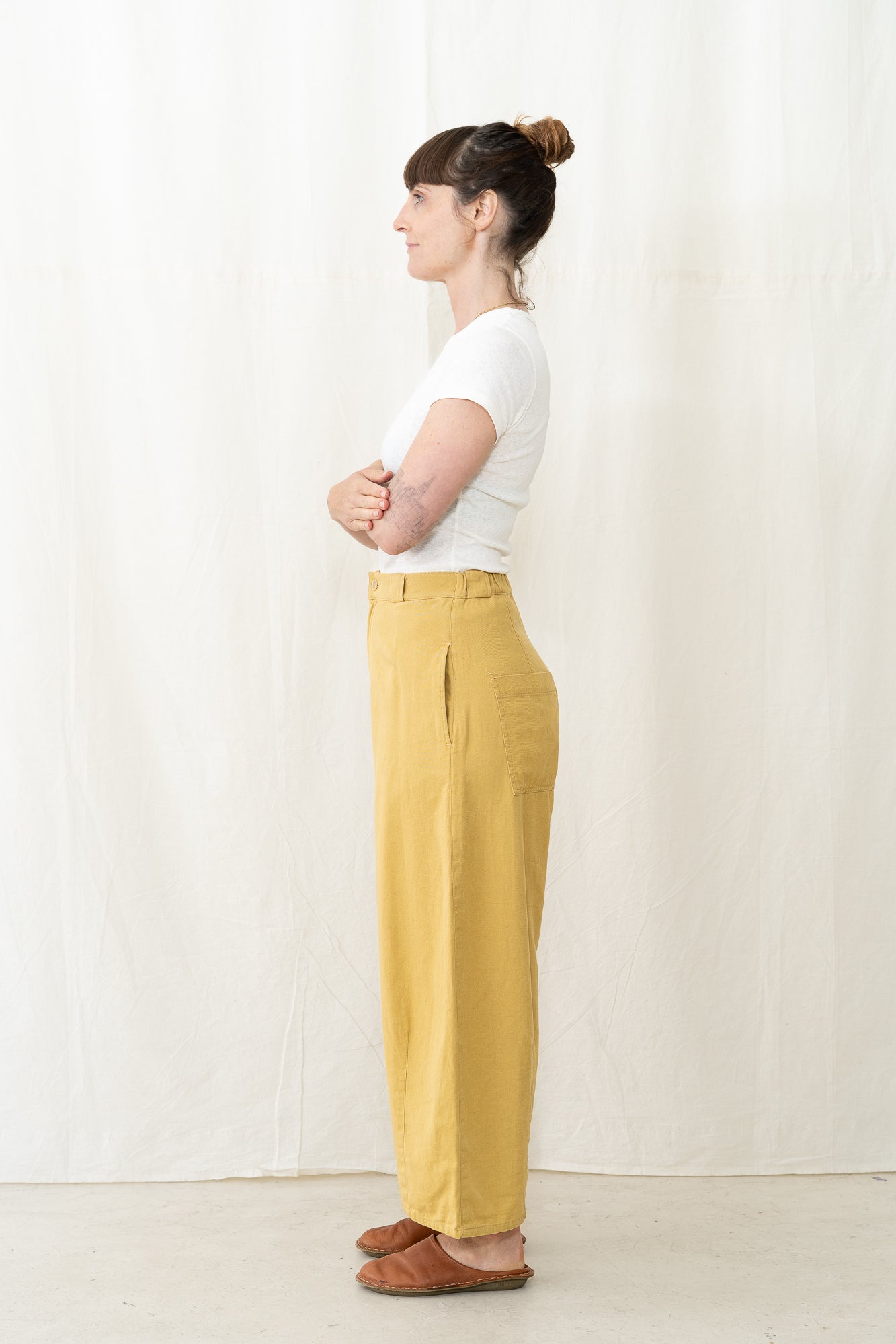 SARAHWEAR Ctn Linen Twill Tulip Pant in Mustard