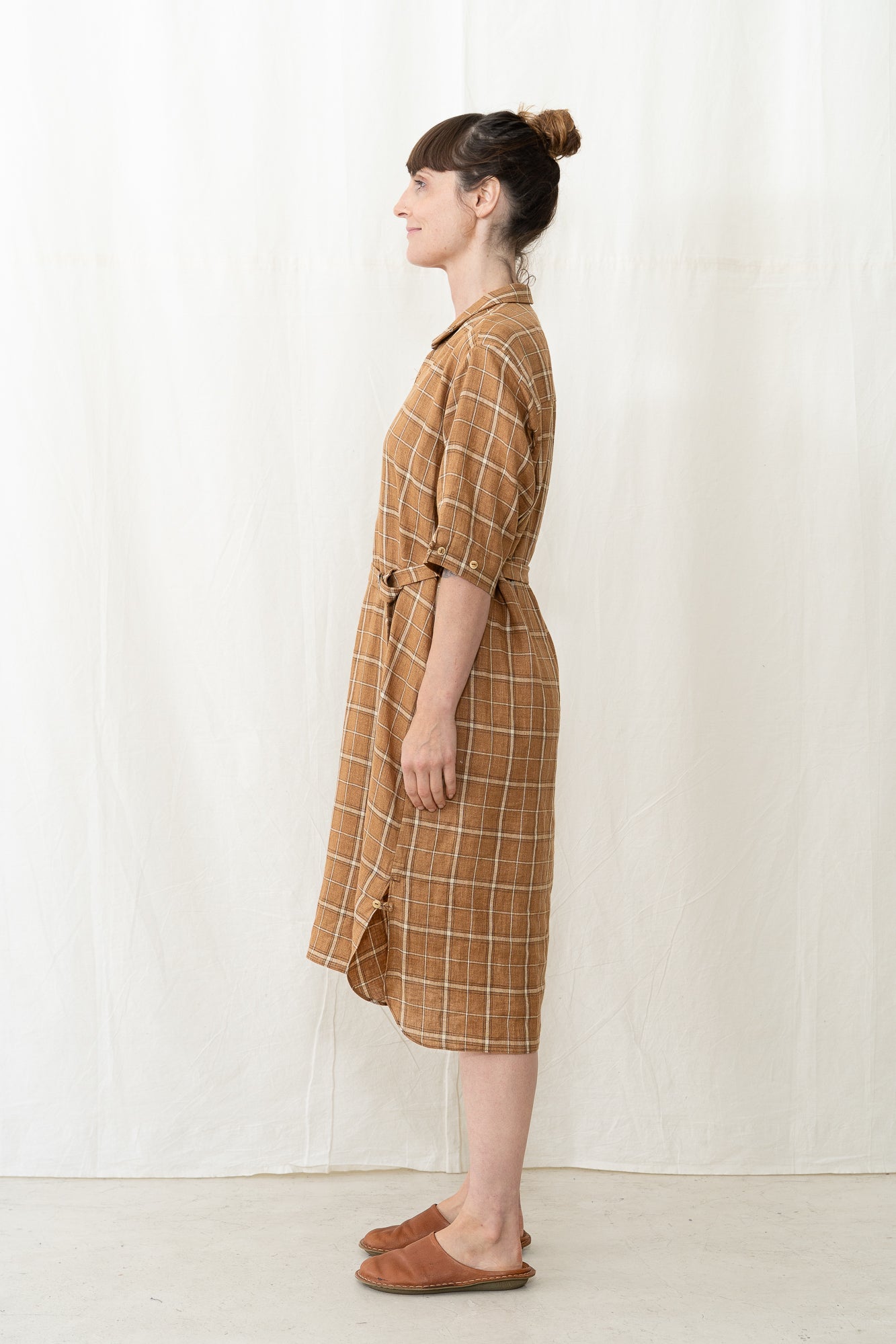 HYE SUN MUN Irina Dress in Golden Plaid