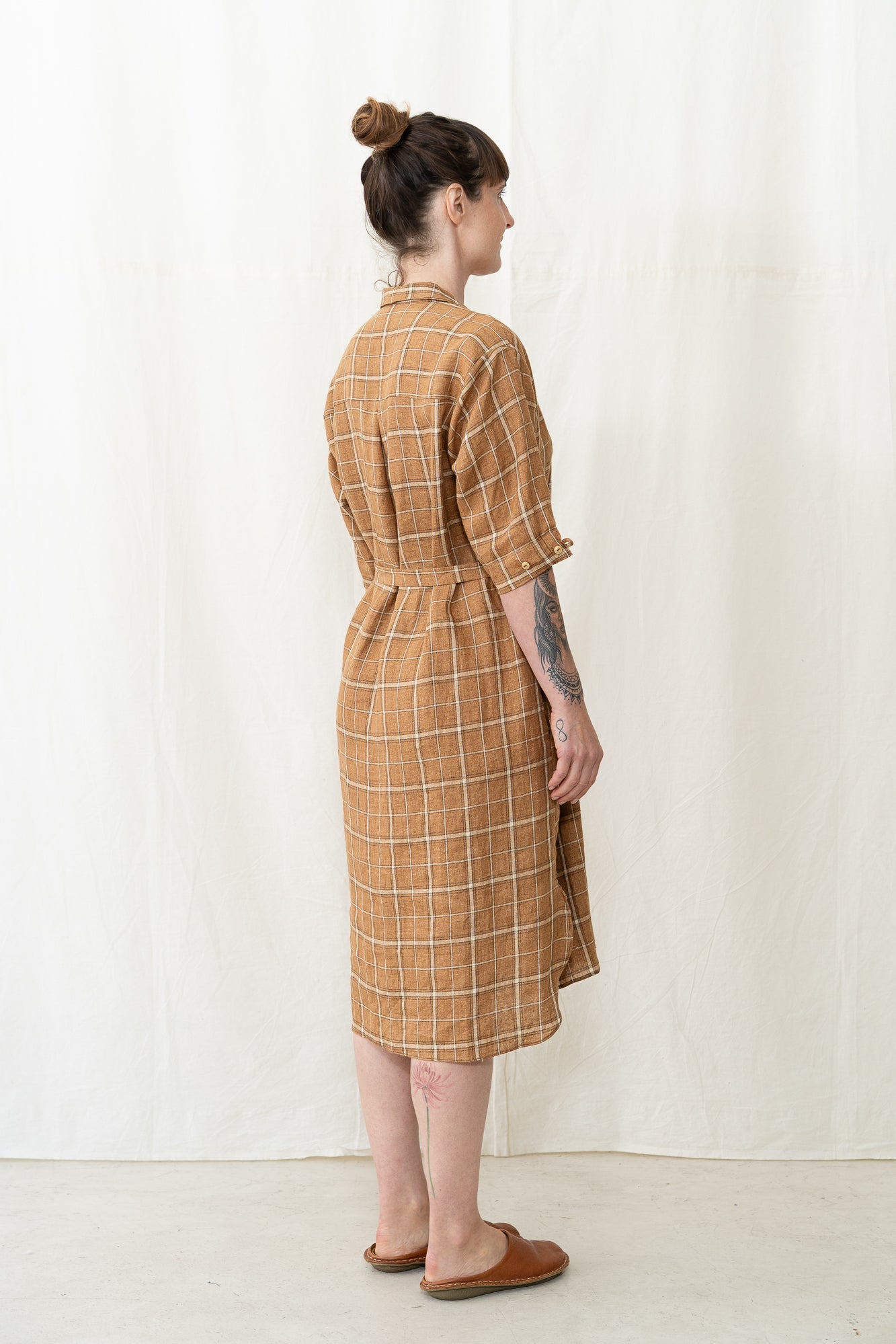 HYE SUN MUN Irina Dress in Golden Plaid