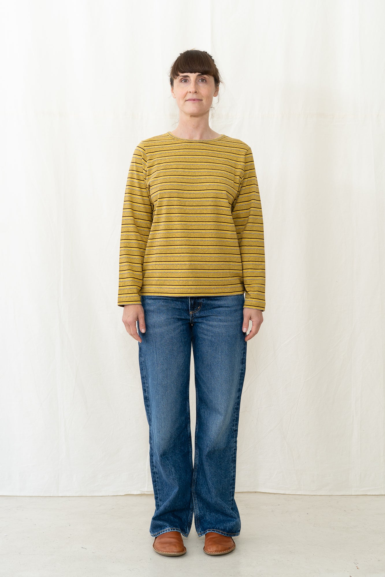 SARAHWEAR Stripe Jersey Shirt in Mustard